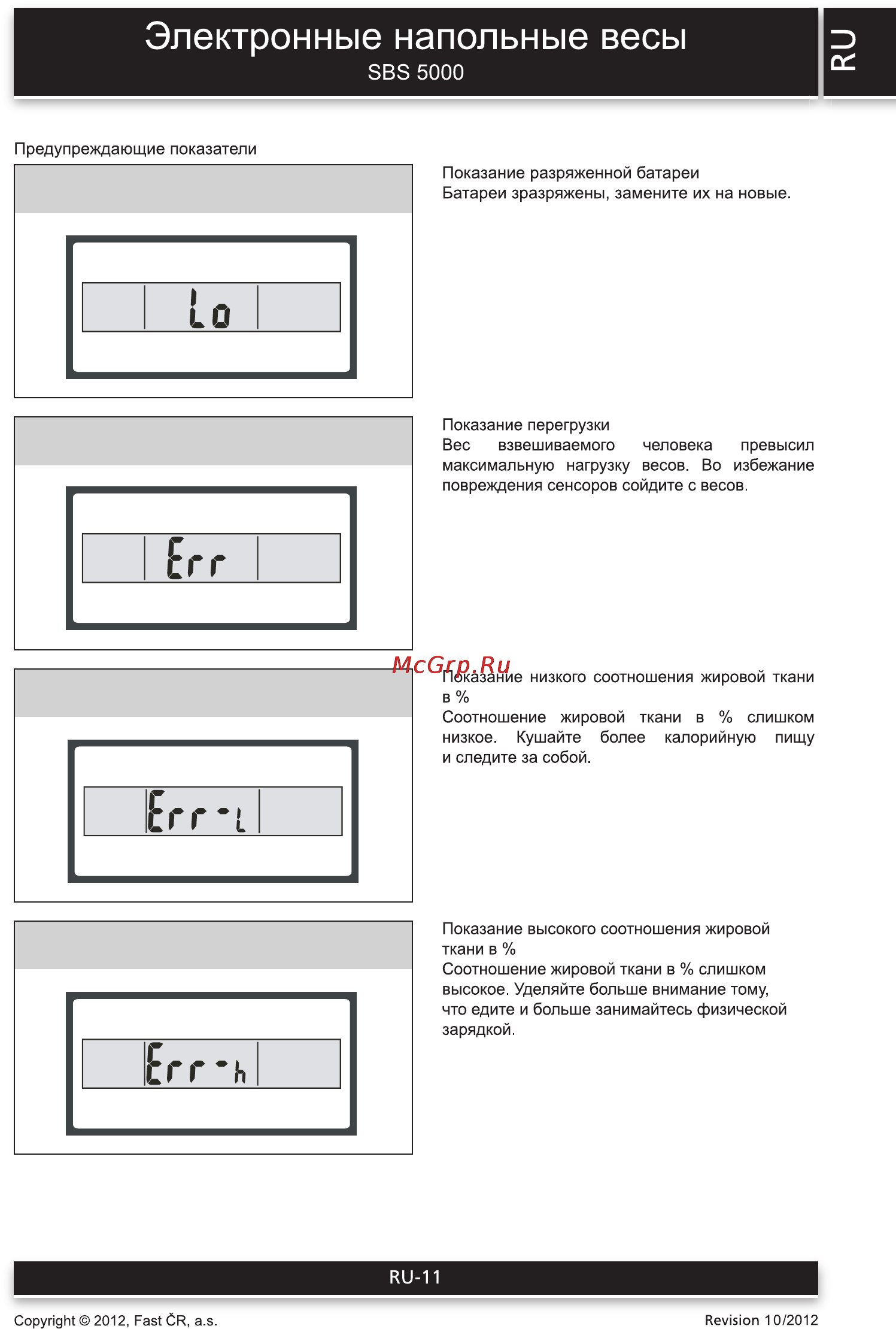 Sencor SBS 5000 [11/14] Электронные напольные весы