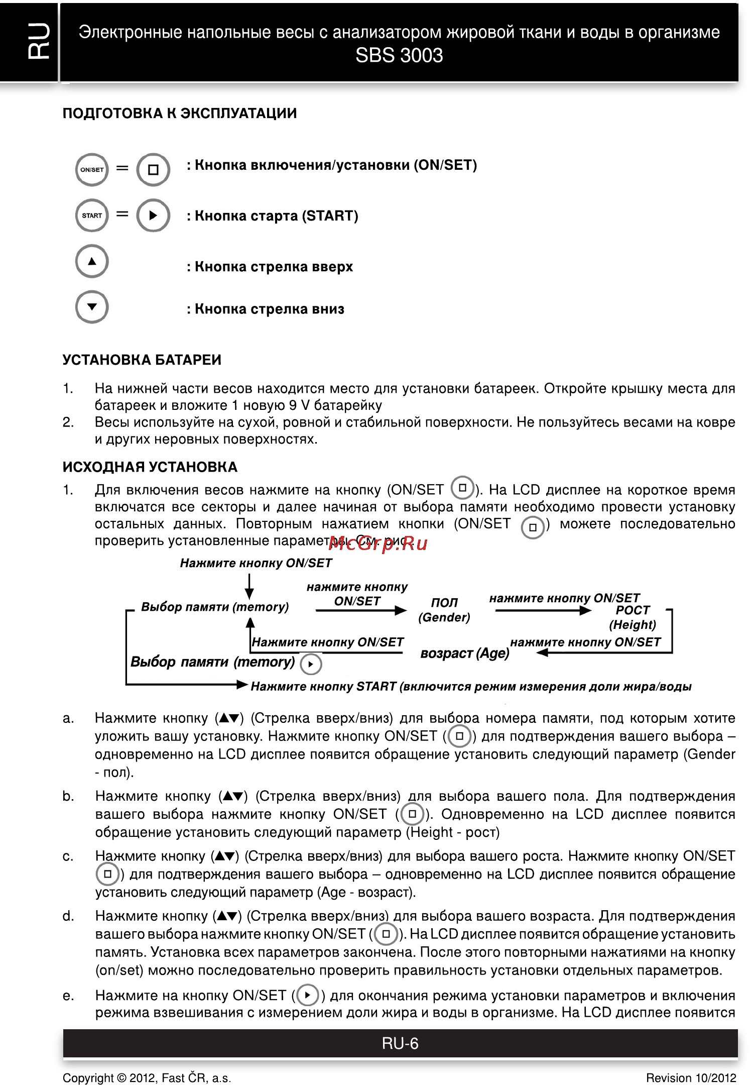 Sencor SBS 3003 [6/10] Кнопка старта start