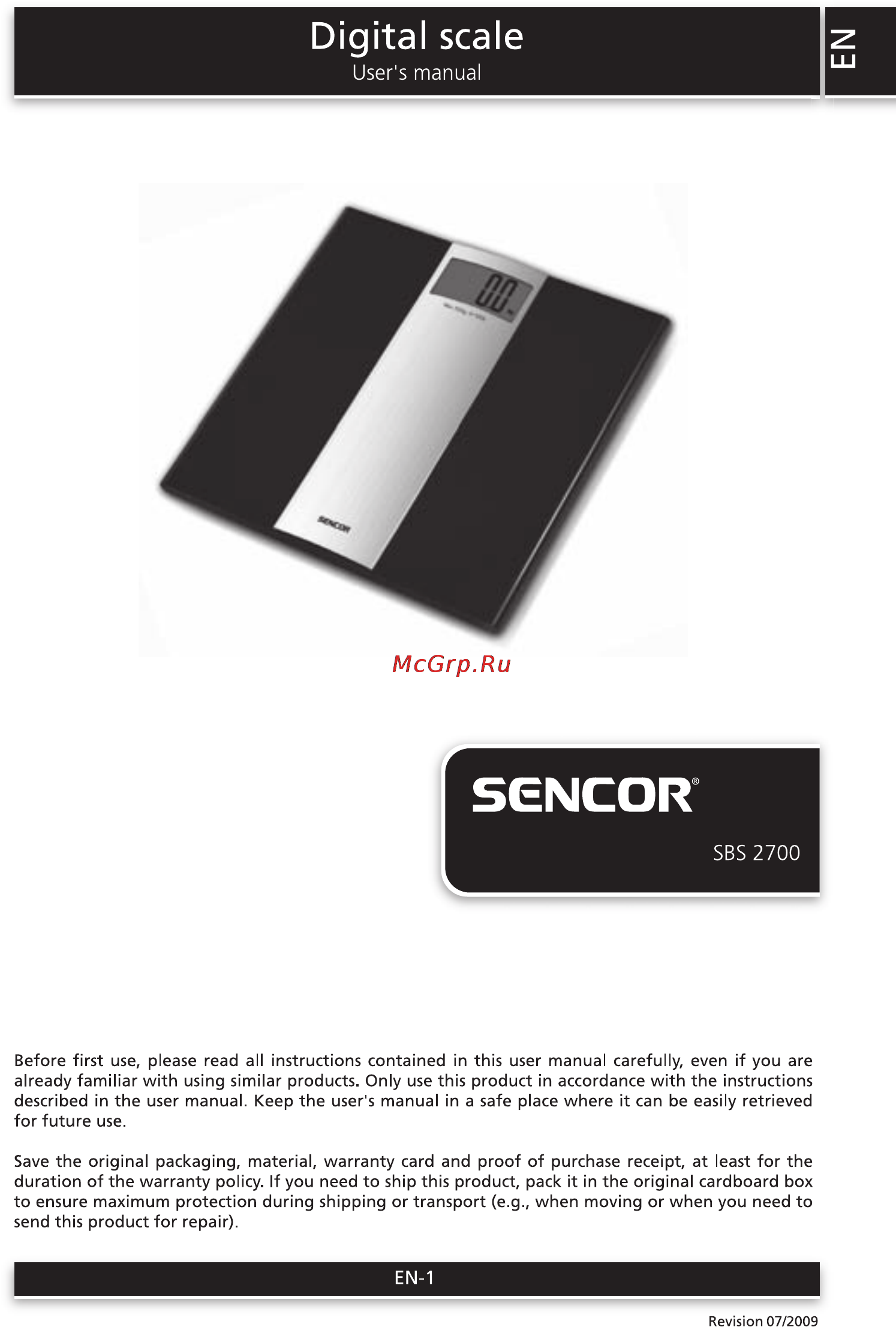 Sencor SBS 2700 Инструкция по эксплуатации онлайн