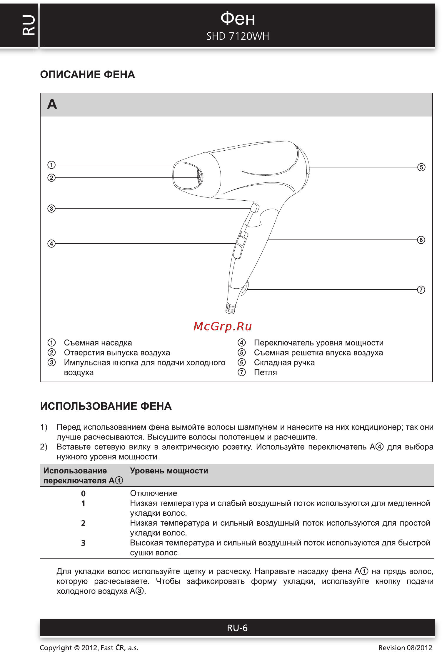 Sencor SHD 7120WH [6/8] Фен