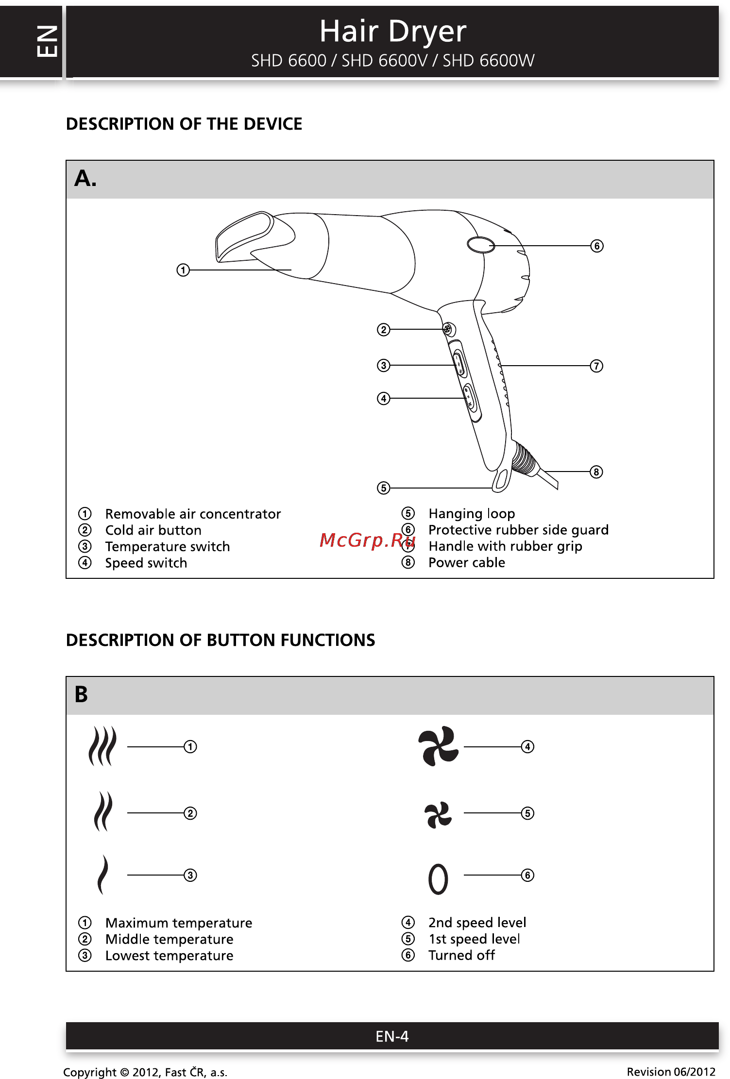 Sencor SHD 6600V [4/8] Hair dryer
