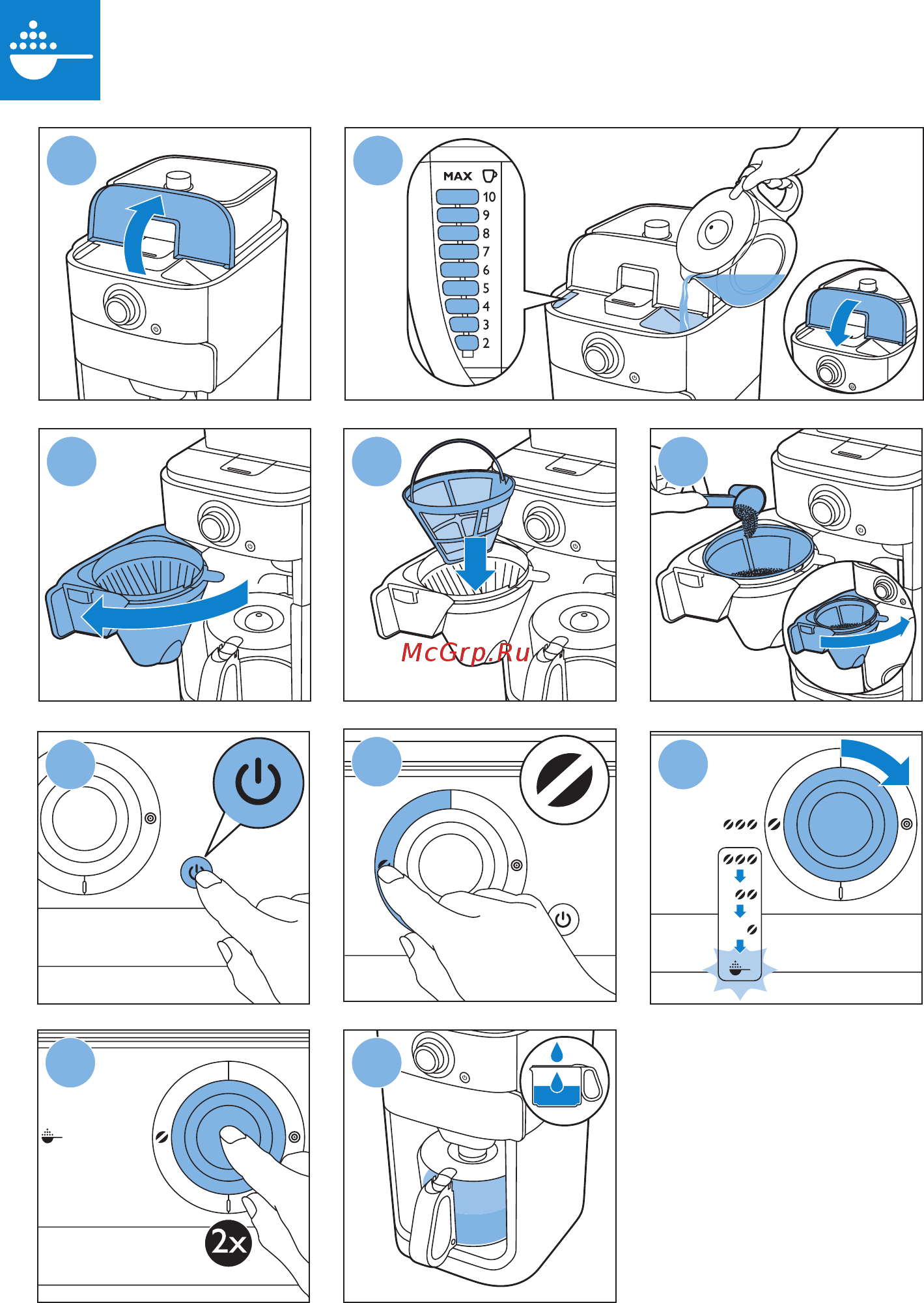Philips Grind & Brew HD 7761/00 Инструкция по эксплуатации онлайн [12/20] 90678
