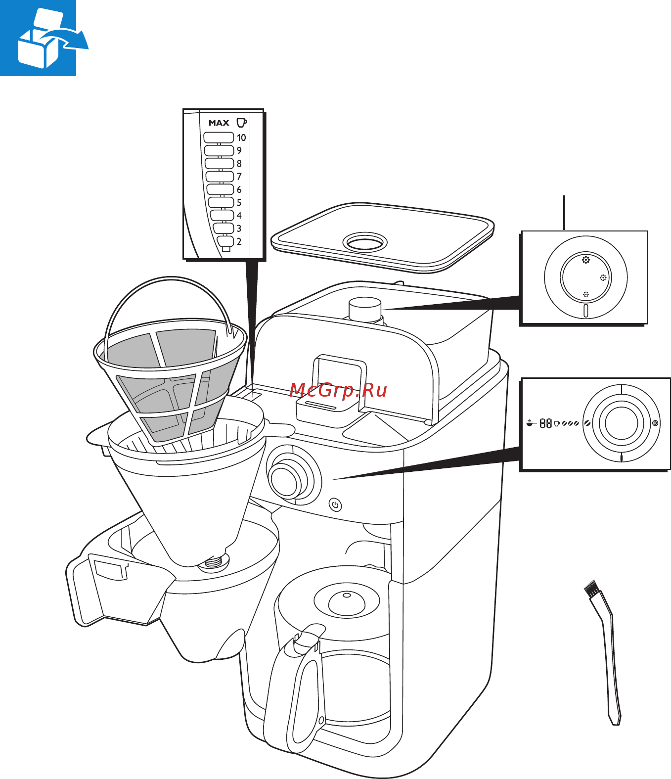 Philips Grind & Brew HD 7761/00 [8/20] 분쇄 정도 조절기