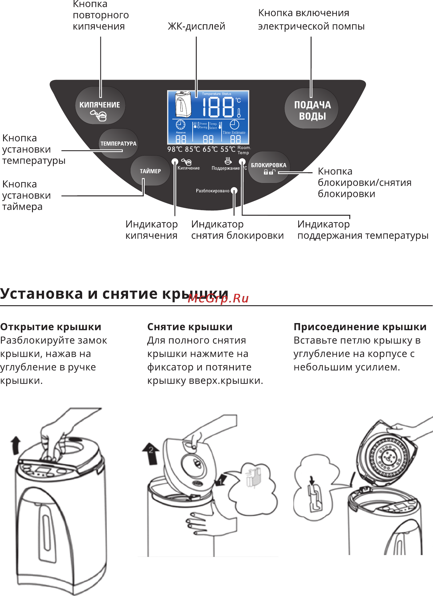 Leran AHP-5060 [6/12] Установка и снятие крышки