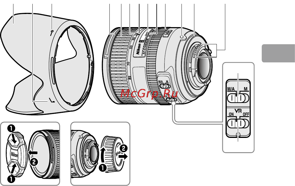 Nikon 24-85MM F 3.5-4.5G ED VR AF-S NIKKOR [85/220] Obrigado por ter adquirido uma objectiva af s nikkor 2 mm f 3 g ed vr antes de utilizar este produto leia cuidadosamente estas instruções e o manual...