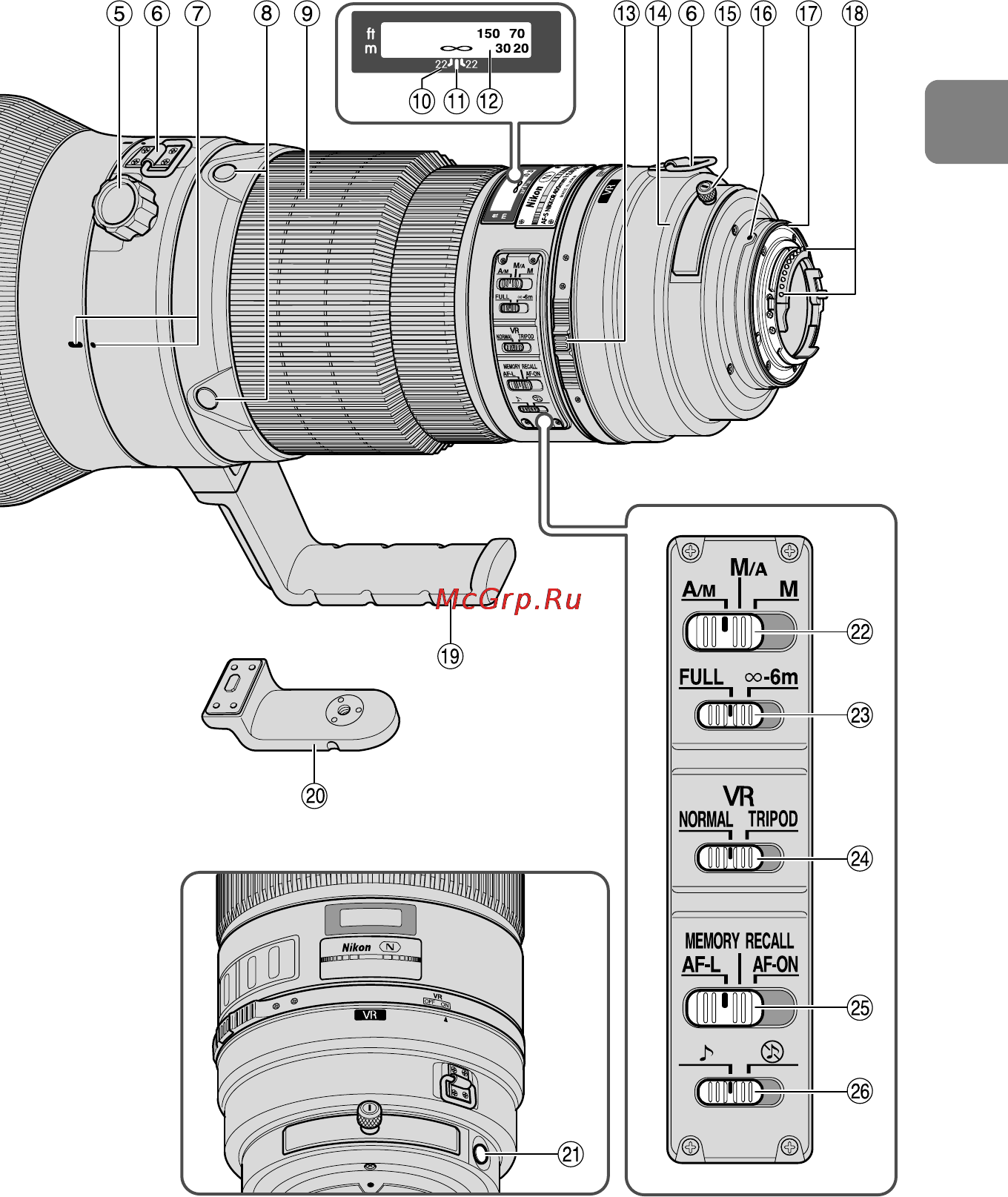 Nikon 400MM F-2.8G ED AF-S VR NIKKOR Инструкция по эксплуатации онлайн [19/196] 90814