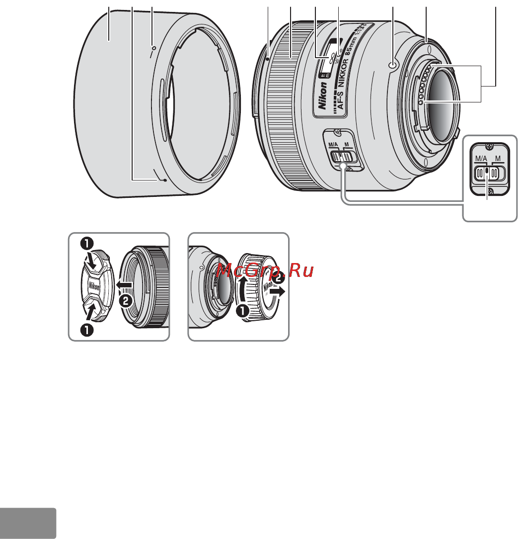 Nikon 85MM F-1.8G AF-S NIKKOR [168/172] أجزاء العدسة