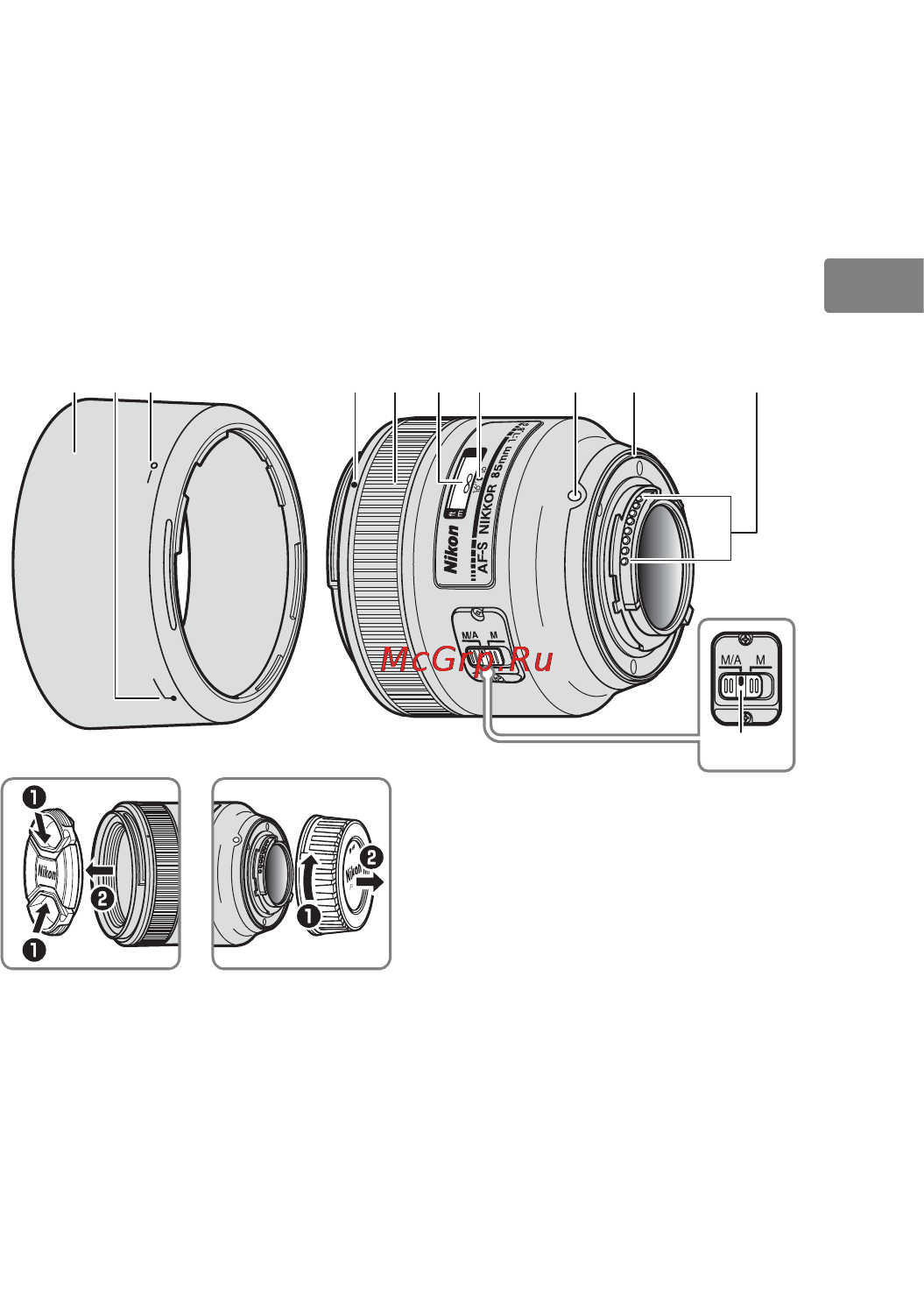 Nikon 85MM F-1.8G AF-S NIKKOR [37/172] Partes del objetivo