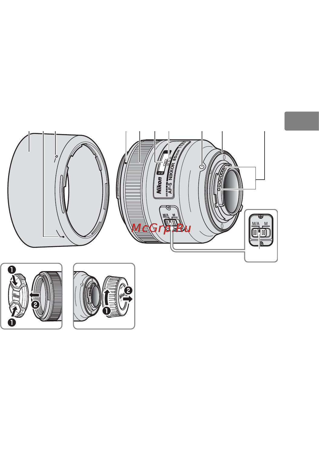 Nikon 85MM F-1.4G AF-S NIKKOR [45/172] En de fr es sv ru nl pt pb it cz sk ro ua ck ch kr id ar