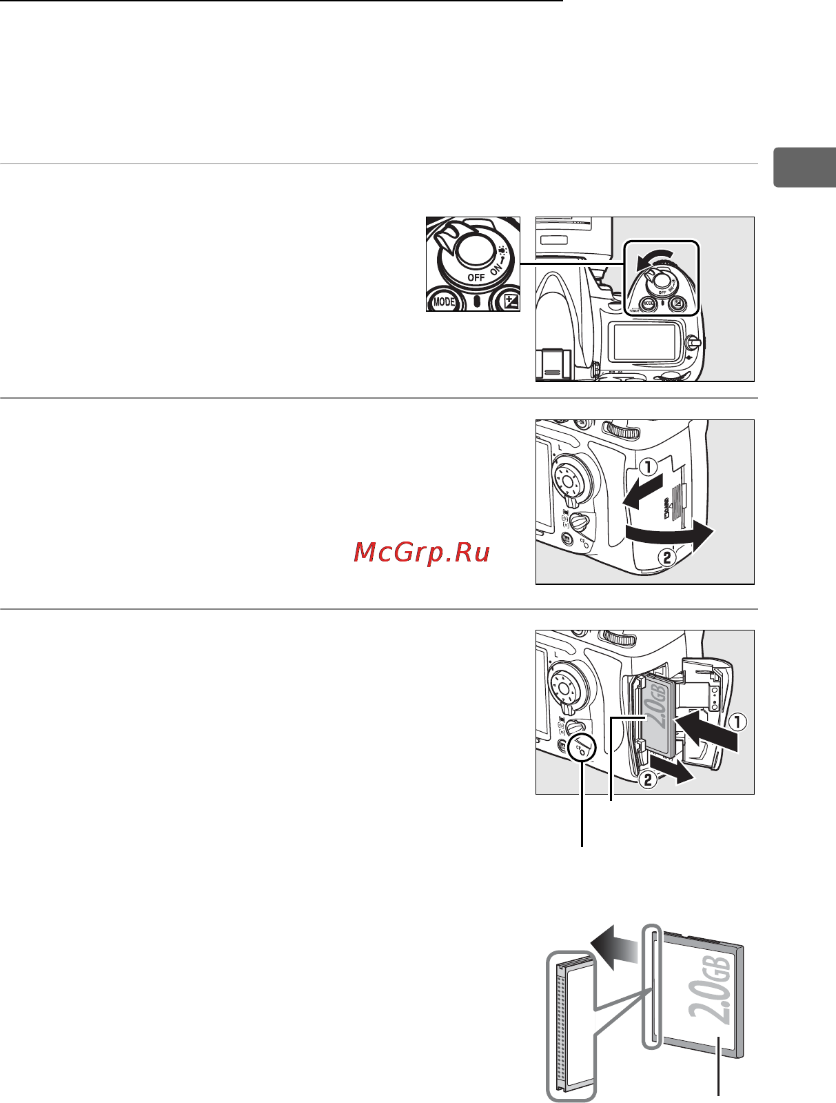 Nikon D700 [67/472] Откройте крышку гнезда карточки