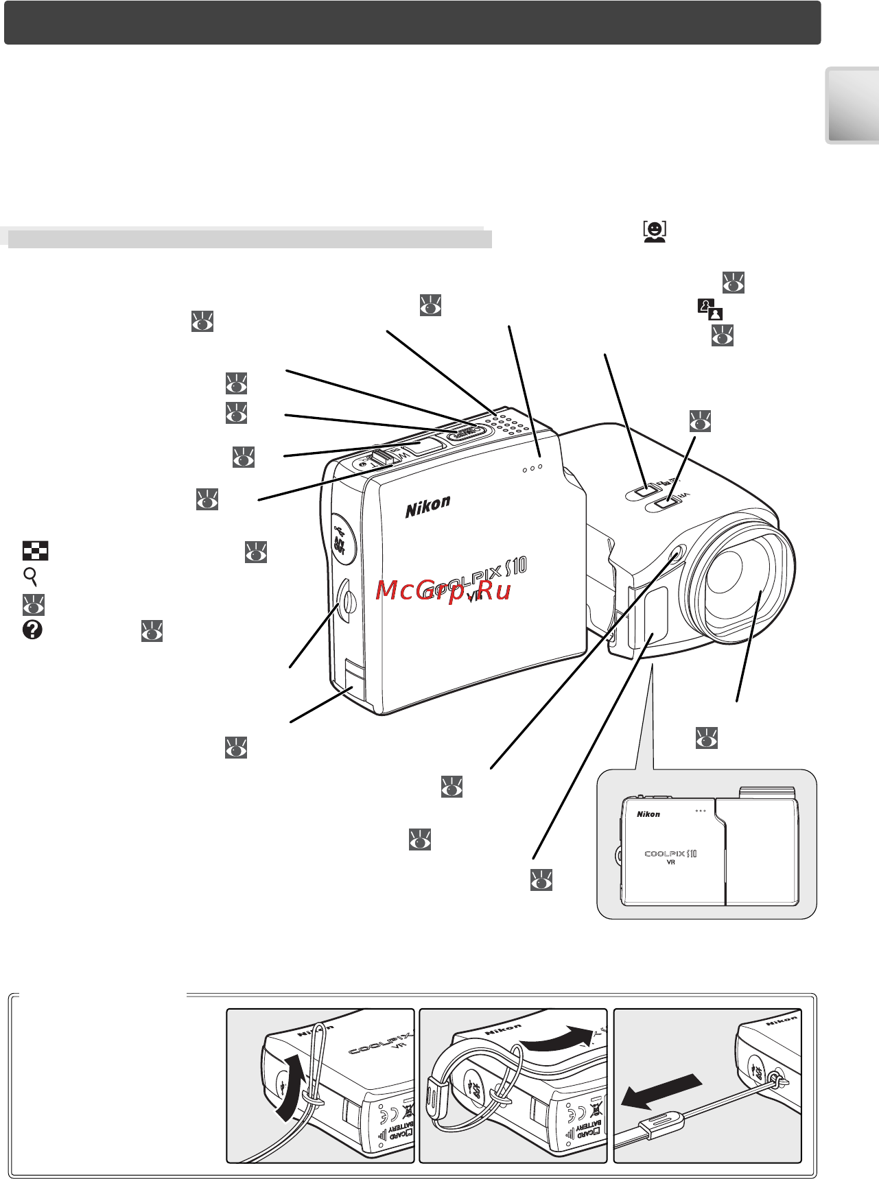 Nikon COOLPIX S10 [11/103] Основные элементы фотокамеры