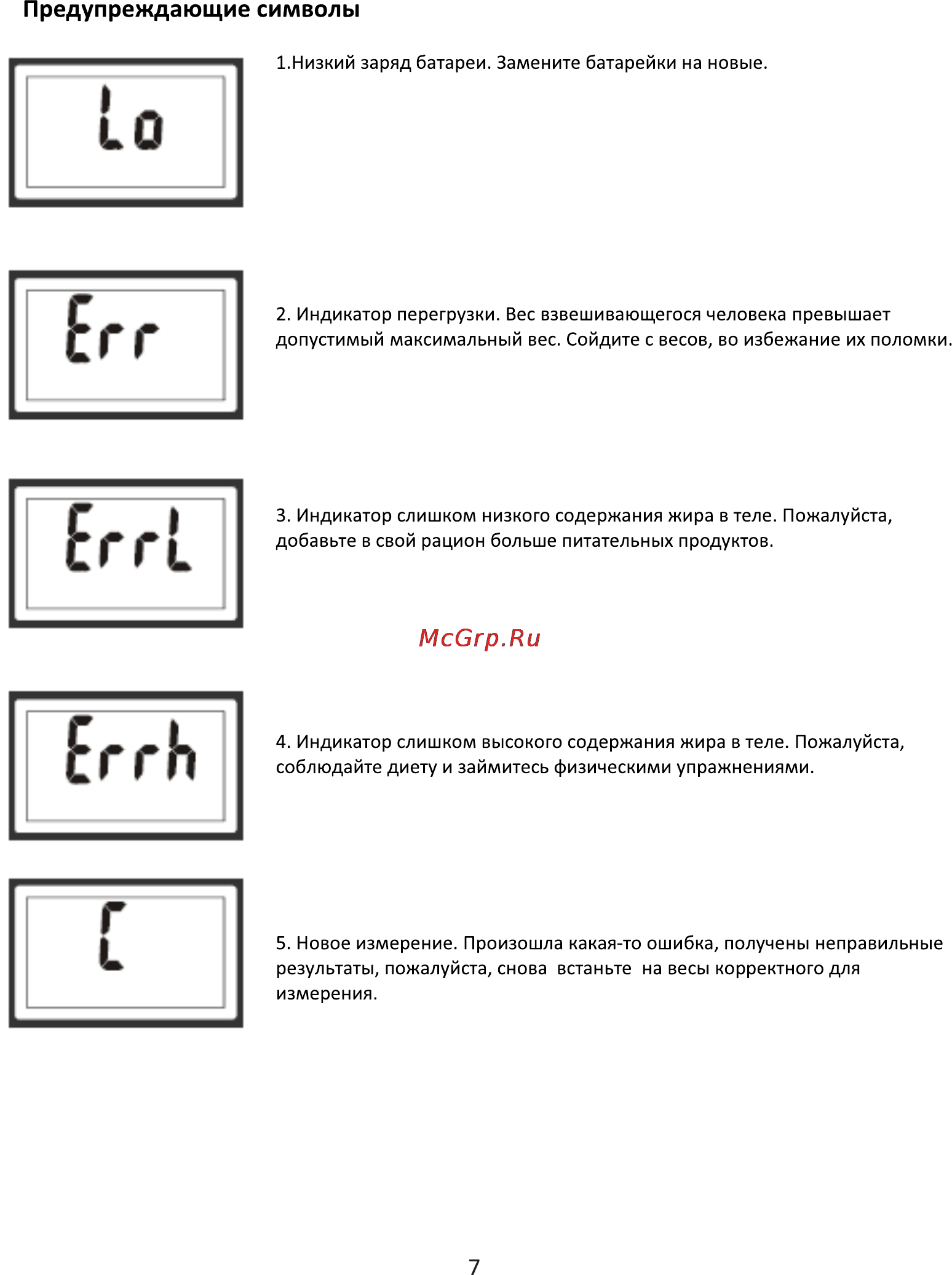 Leran EF601 [7/10] Предупреждающие символы