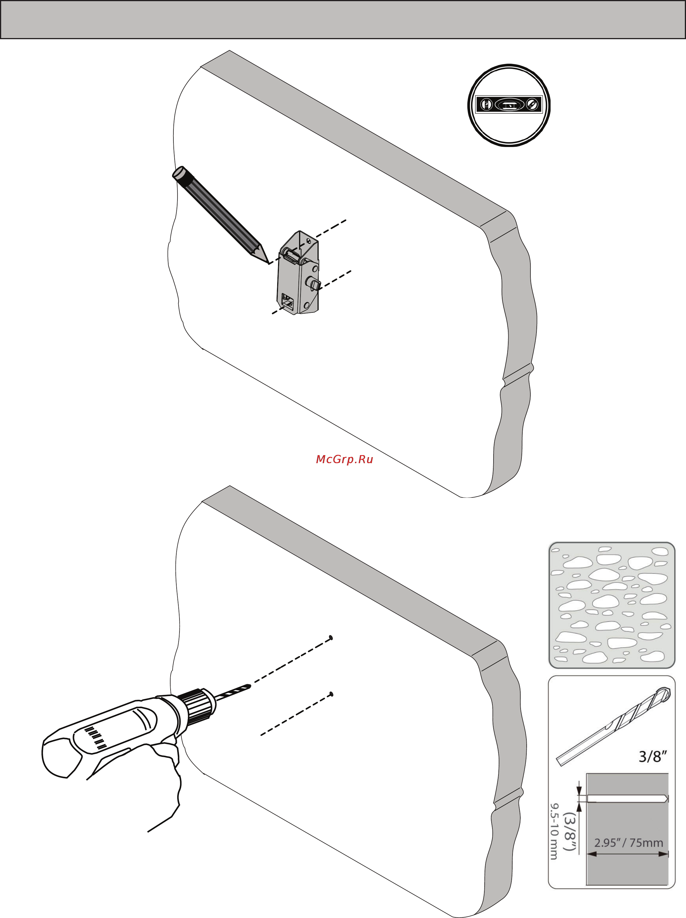 Omnimount VST50 [11/15] Step 3 solid wall installation установка на бетонной кирпичной стене