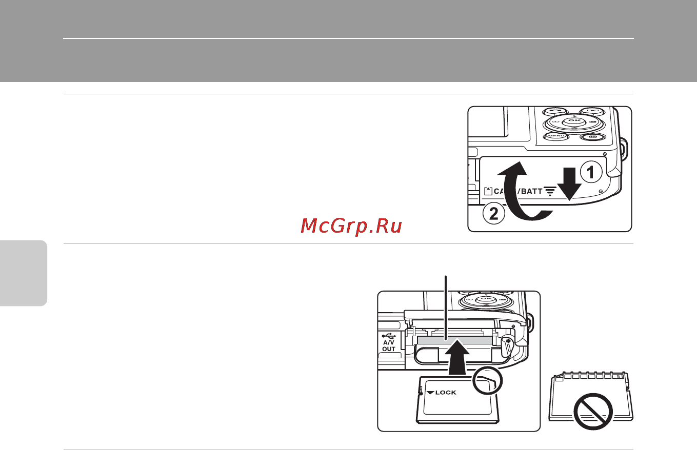 Nikon COOLPIX S2600 [34/198] Подготовка 3 установка карты памяти