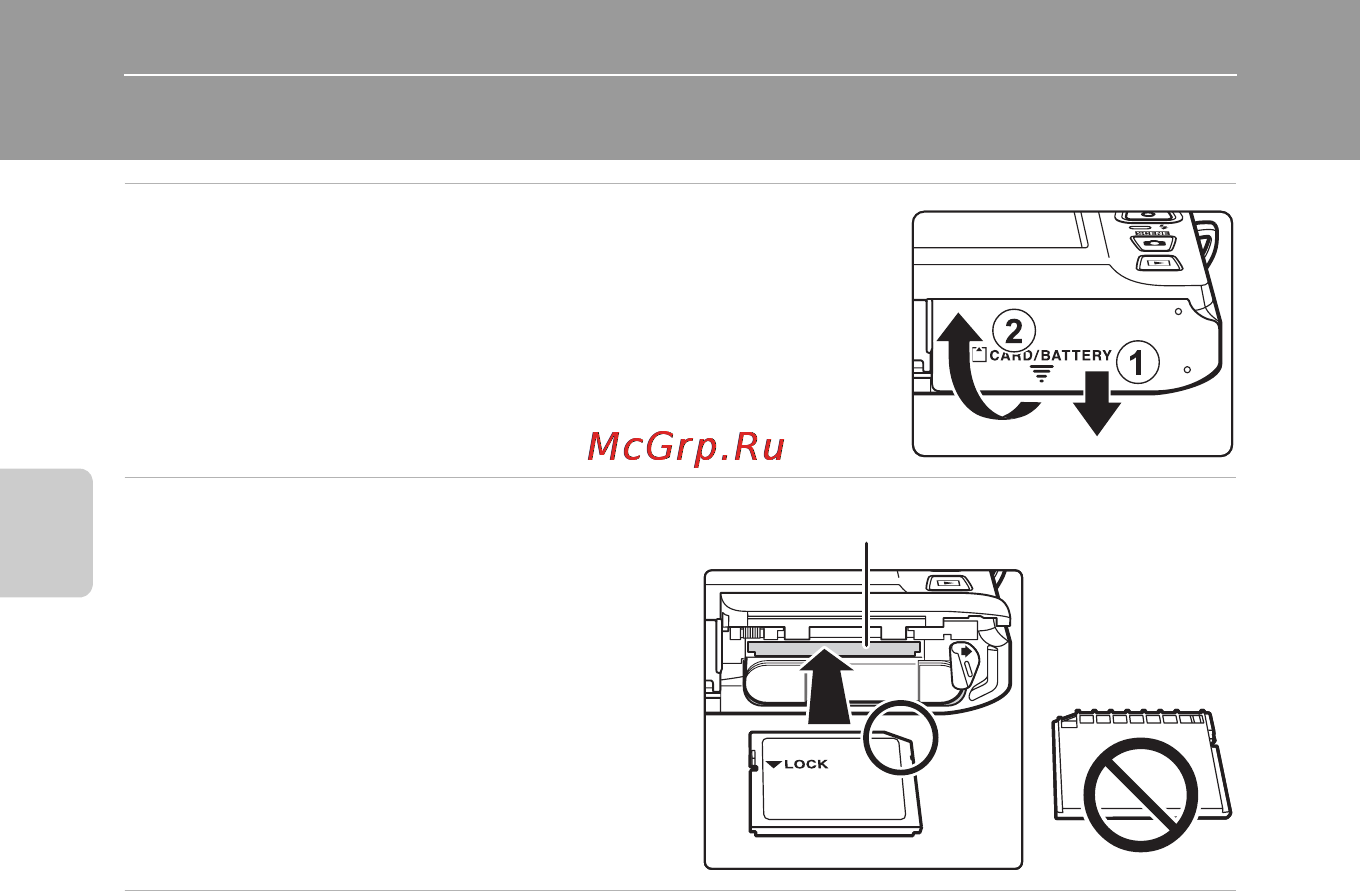 Nikon COOLPIX S4300 [38/224] Подготовка 3 установка карты памяти