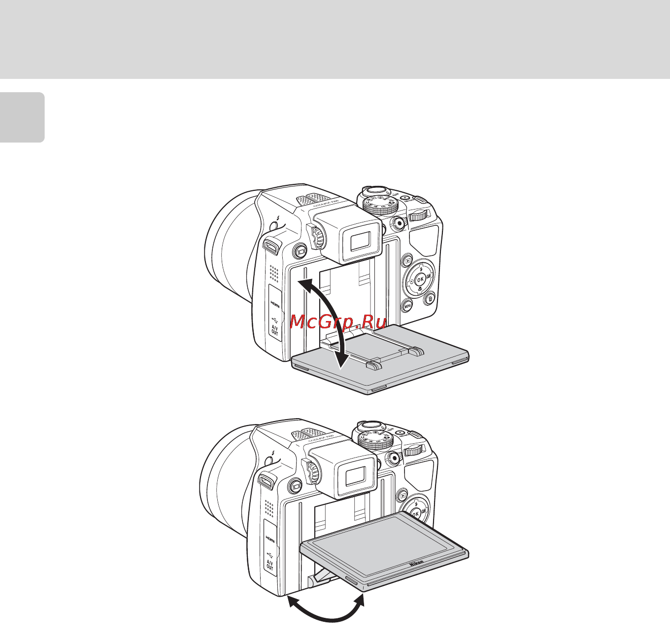 Nikon COOLPIX P100 [18/216] Изменение угла монитора