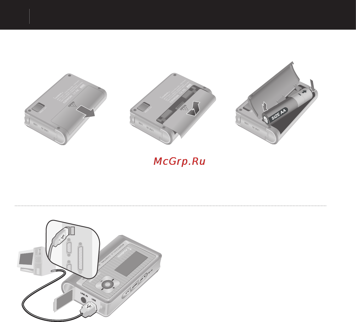 Cowon IAUDIO G3 [14/71] Замена батарей подсоединение кабеля usb