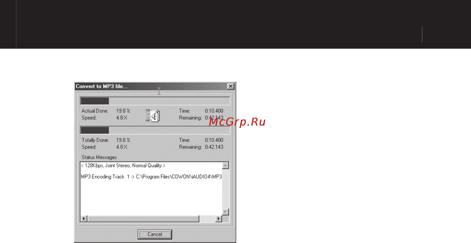 Cowon IAUDIO M3 [43/50] Converting audio cd tracks to mp3 files and directly downloading them to iaudio