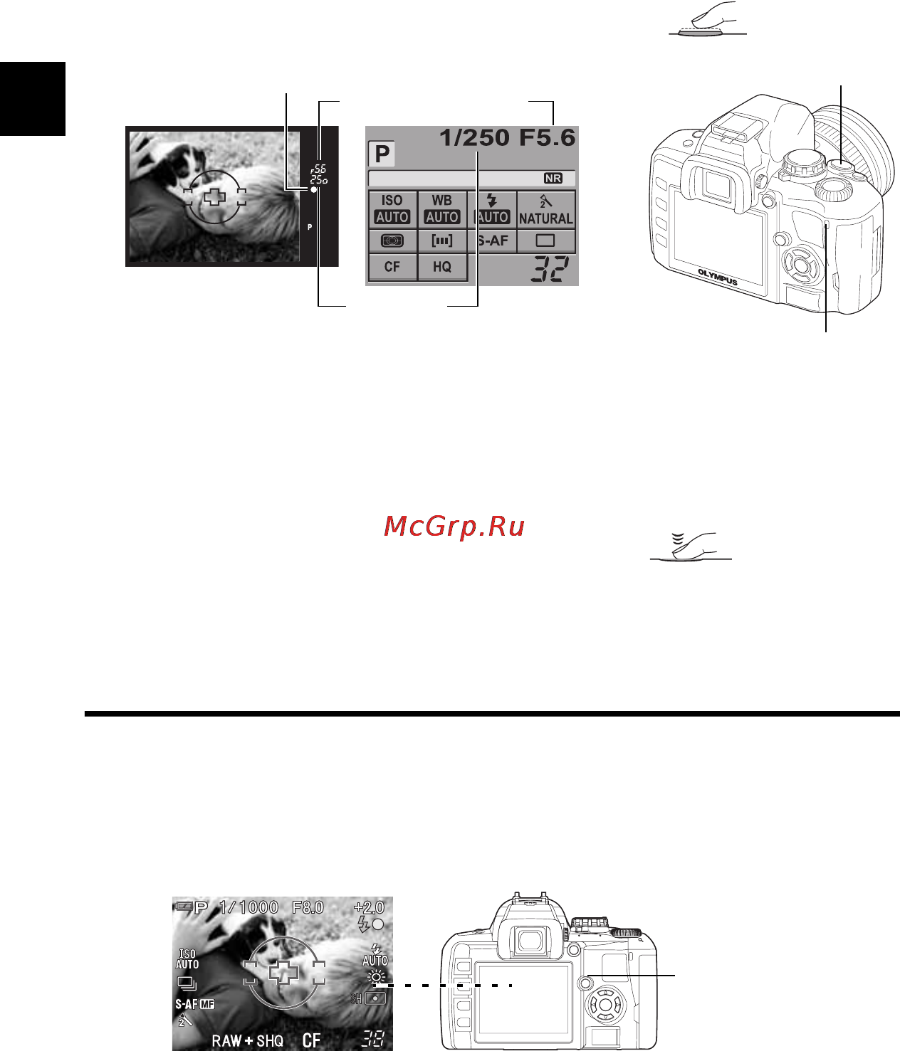 Olympus E-410 [8/128] Нажмите кнопку спуска затвора до конца