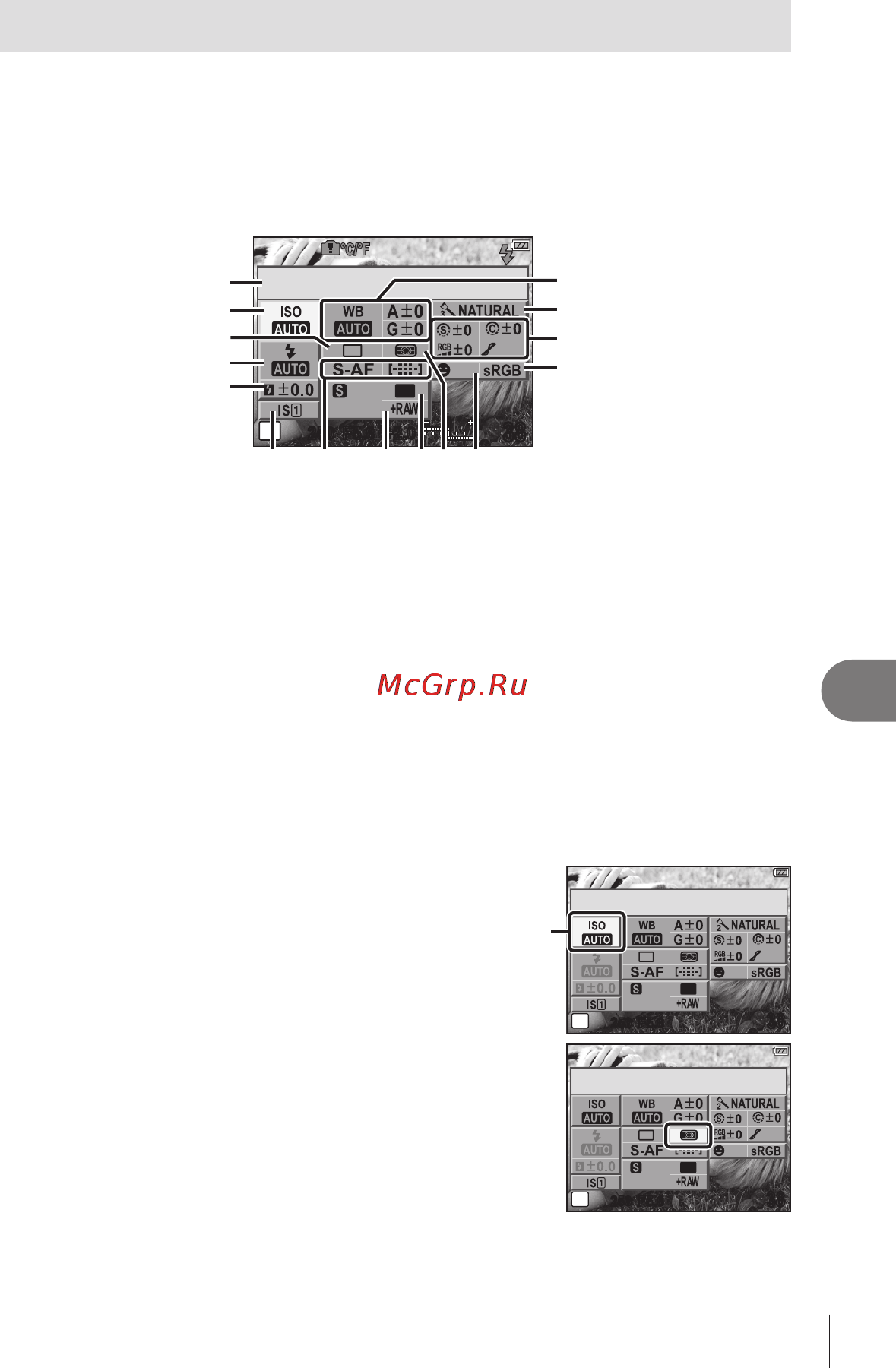 Olympus PEN E-PL1 [81/127] Использование панели управления super control panel