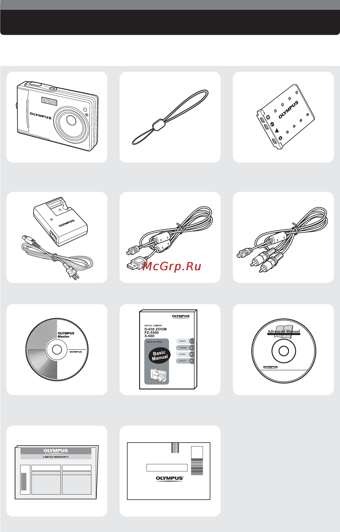 Olympus FE-5500 [8/28] Содержимое упаковки