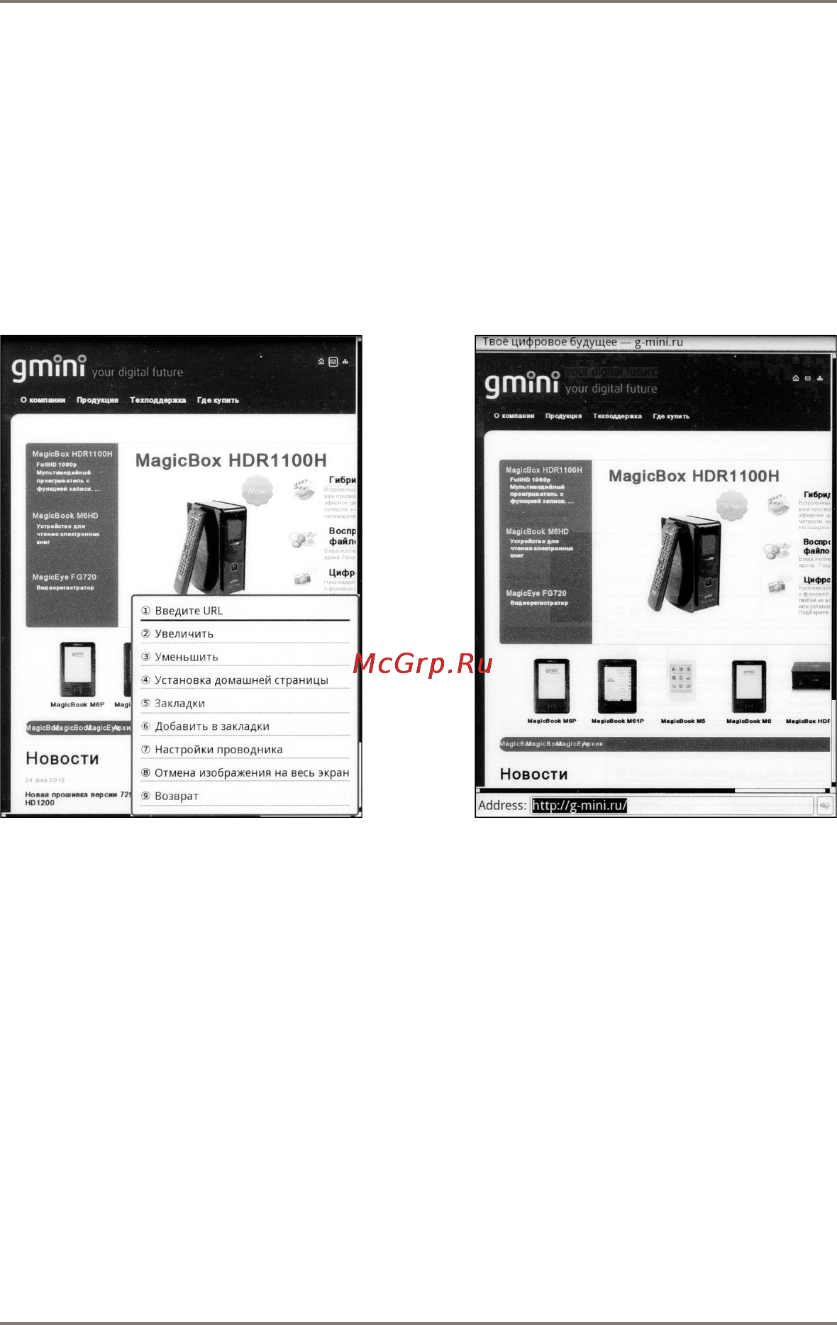 Gmini MAGICBOOK V6HD [37/52] Интернет браузер