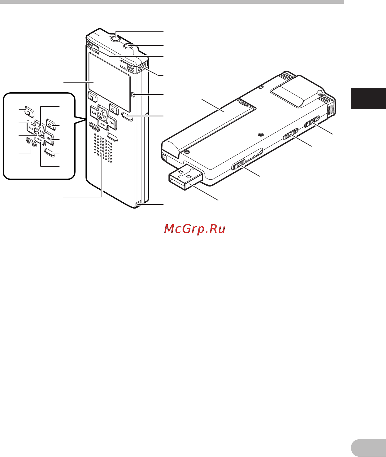 Olympus WS-450S [7/72] Названия составных частей
