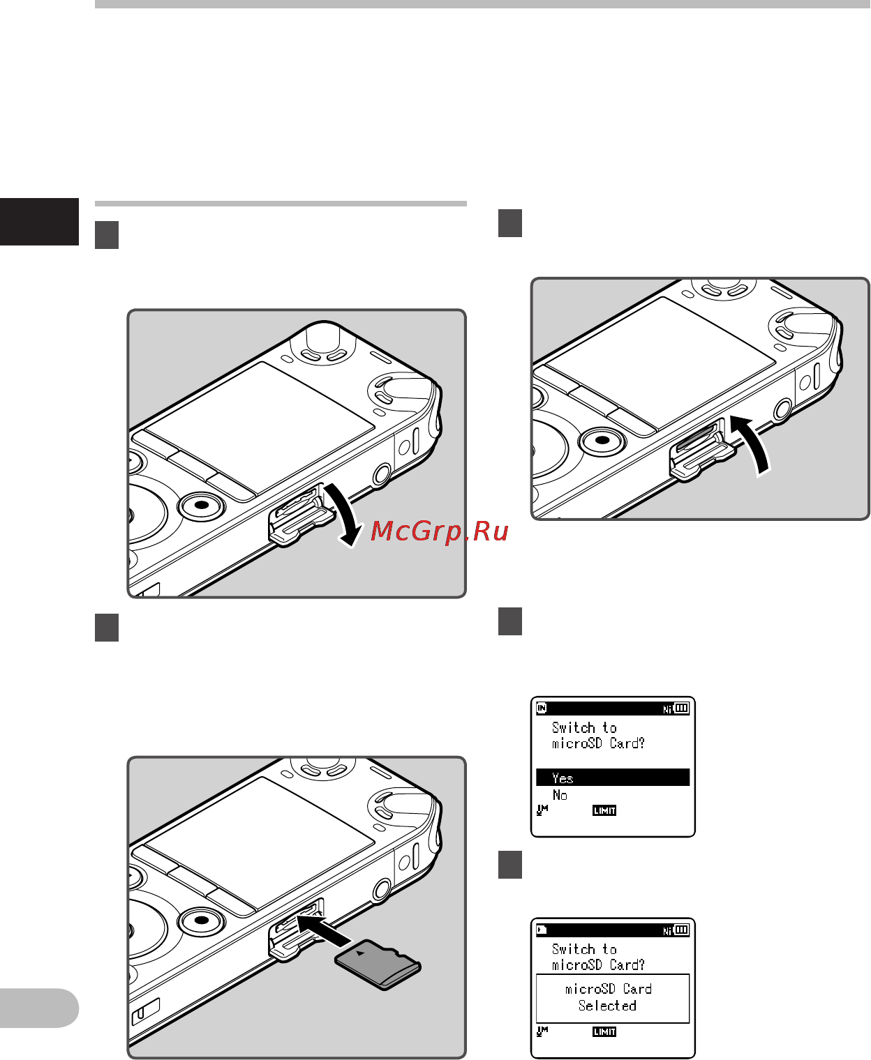 Olympus LS-3 [24/103] Вставка и извлечение карты памяти microsd