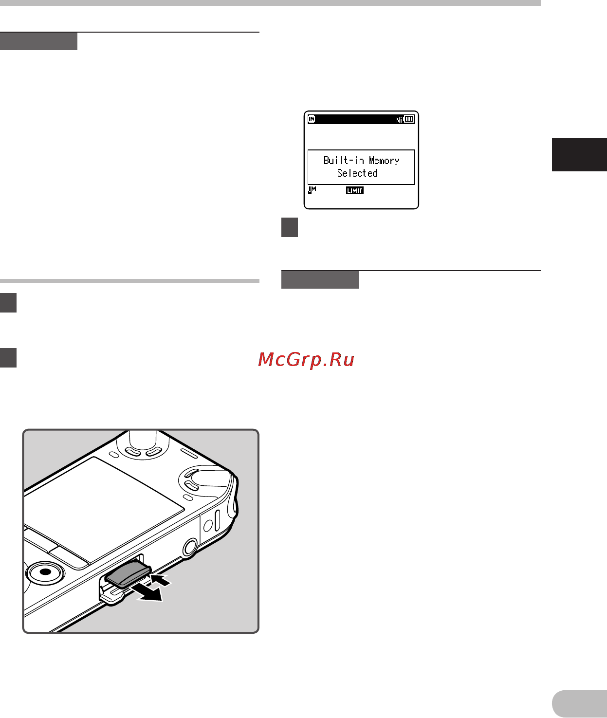 Olympus LS-3 [25/103] Вставка и извлечение карты памяти microsd