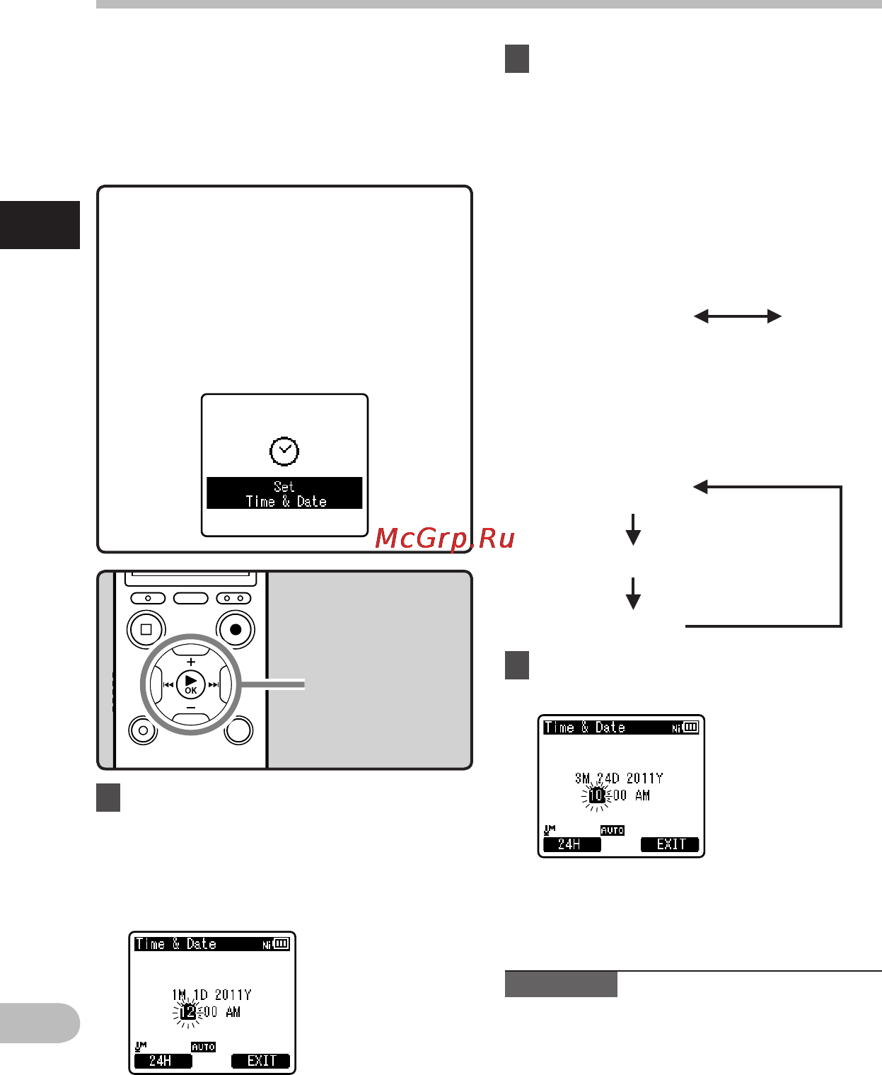 Olympus DM-670 8Gb черный [22/113] Установка времени и даты time date