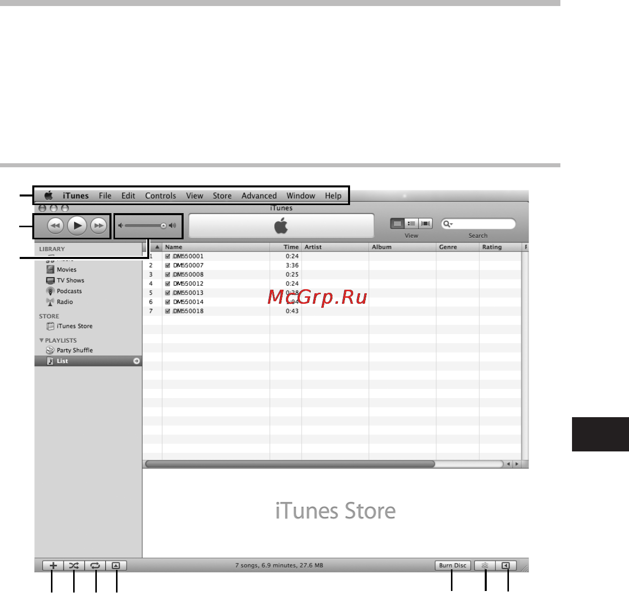 Olympus DM-550 [103/128] Использование программы itunes