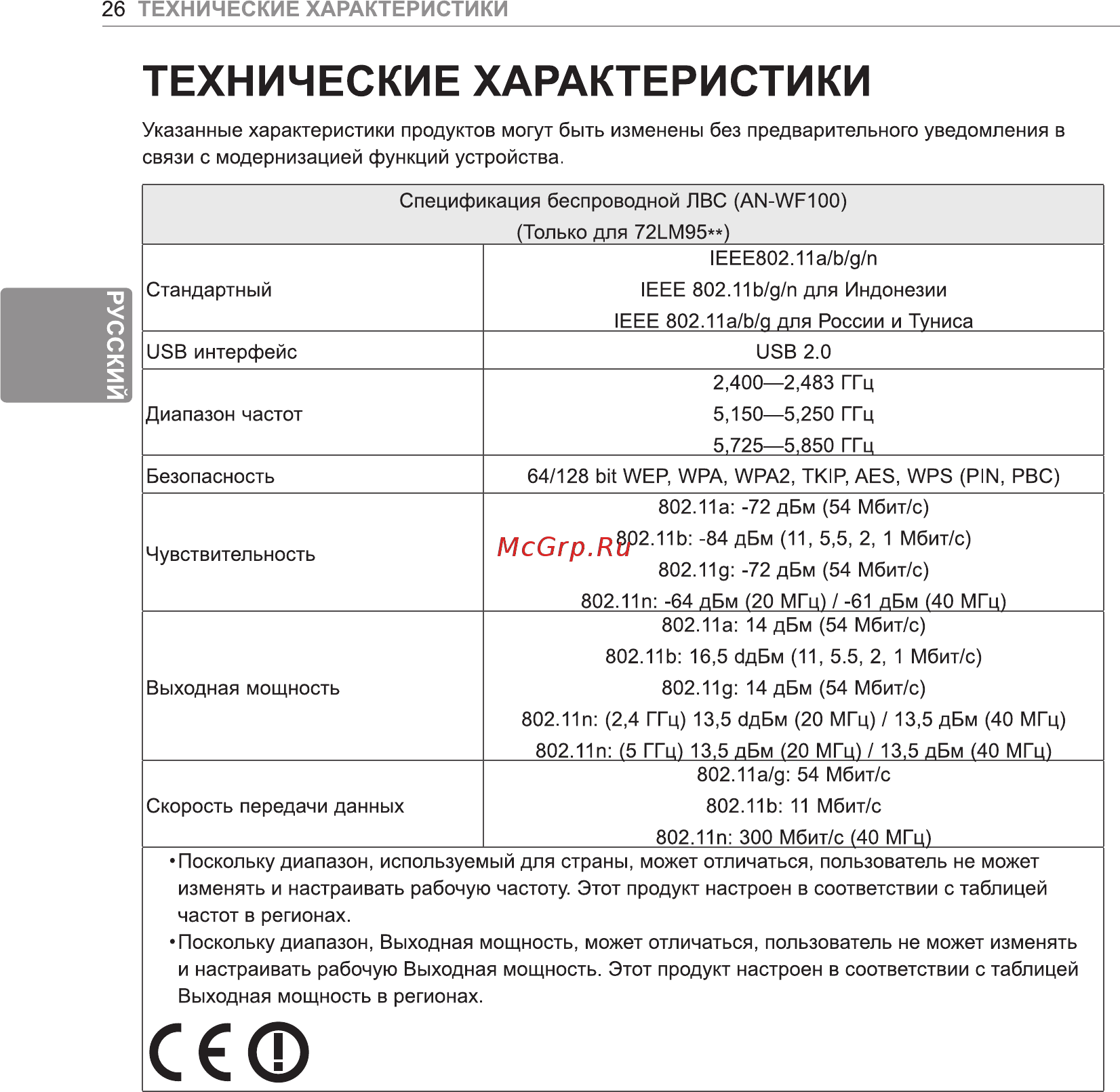 LG 84LA980V [34/112] Технические характеристики