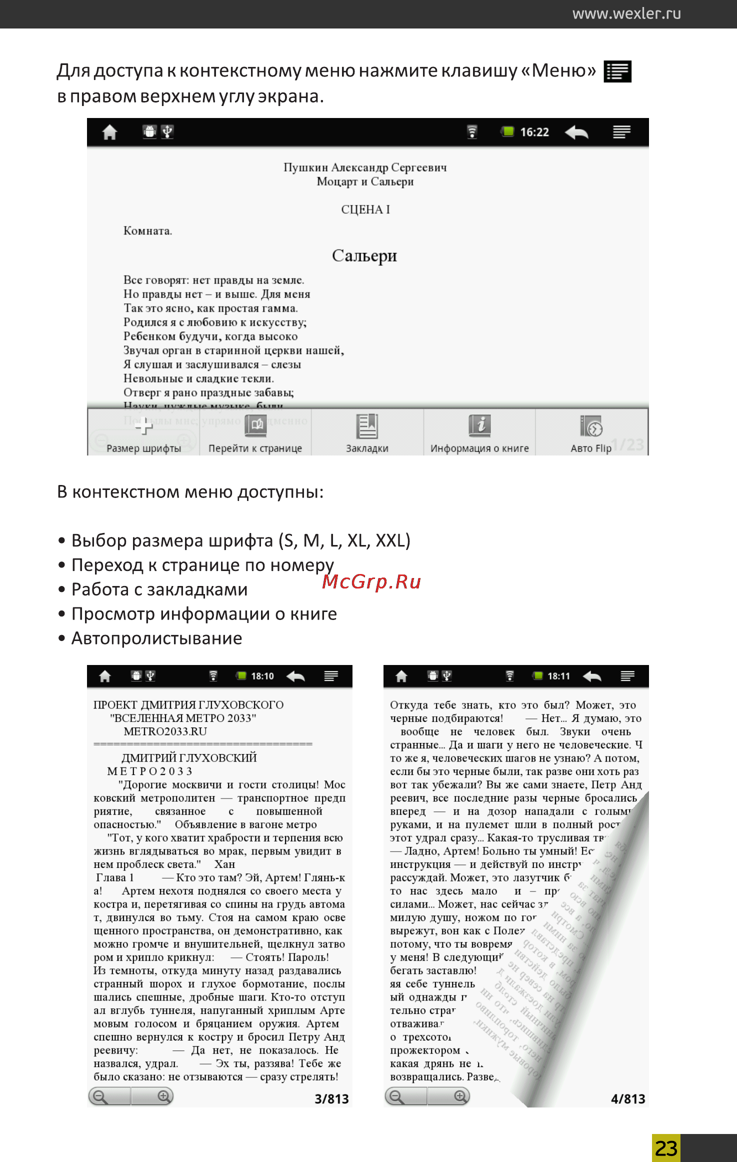 Wexler BOOK T7033 [23/35] В контекстном меню доступны