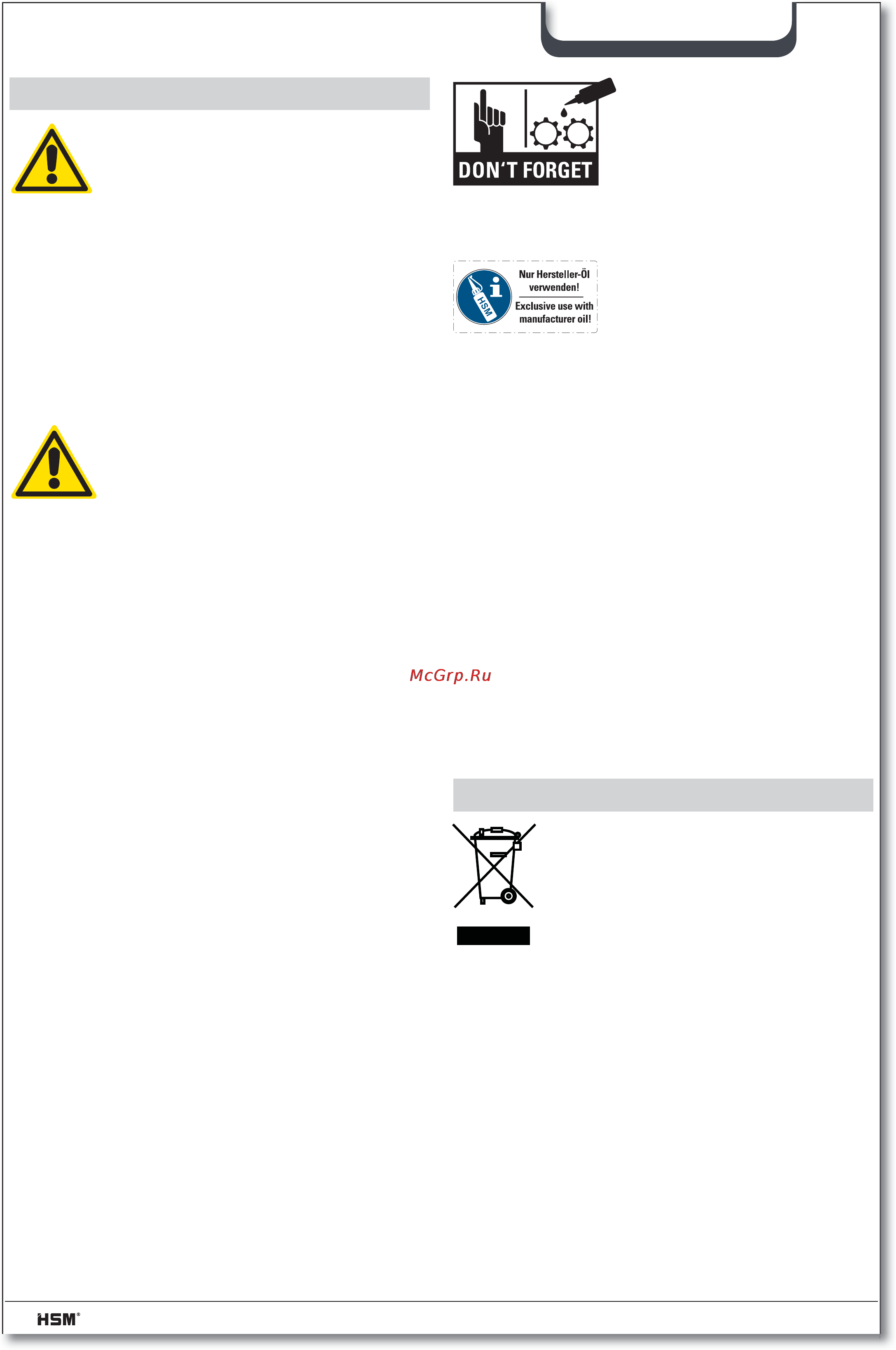 Hsm SECURIO B34 (5,8) [80/92] Καθαρισμός και συντήρηση