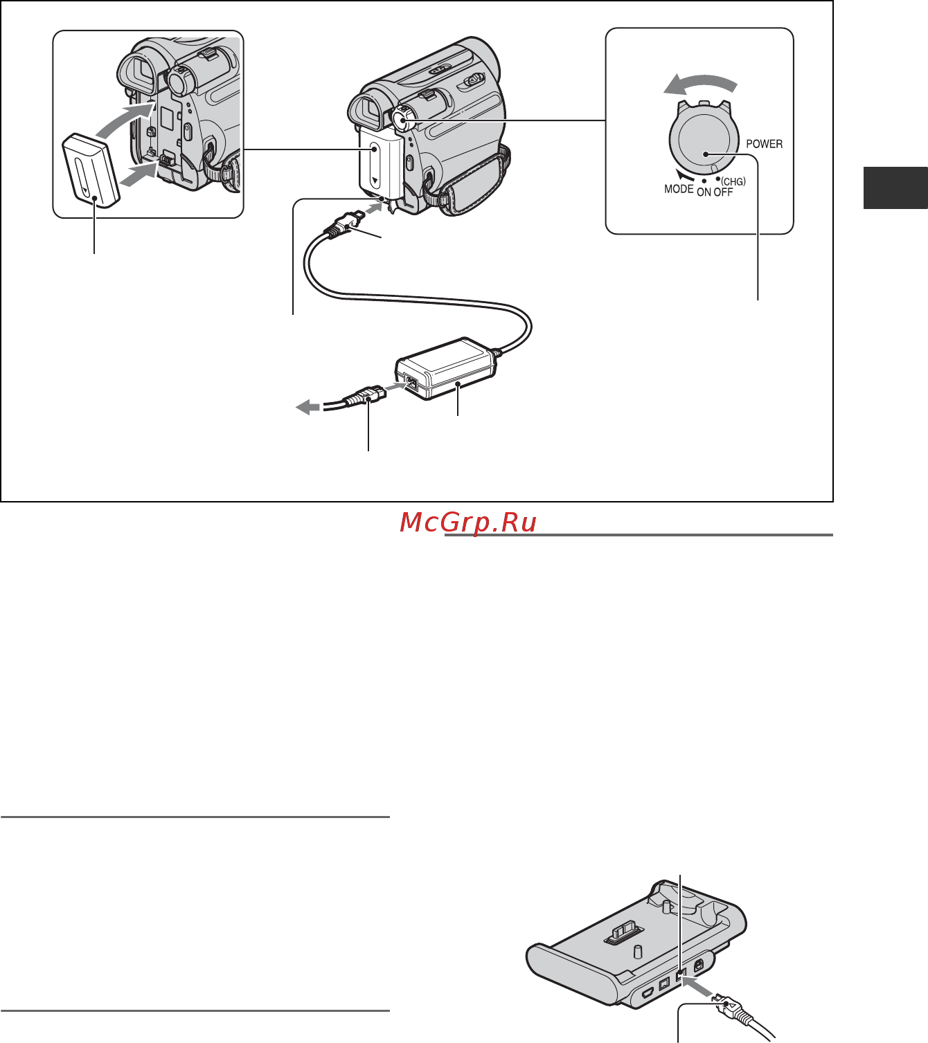 Sony DCR-HC38E [9/88] Пункт 2 зарядка батарейного блока