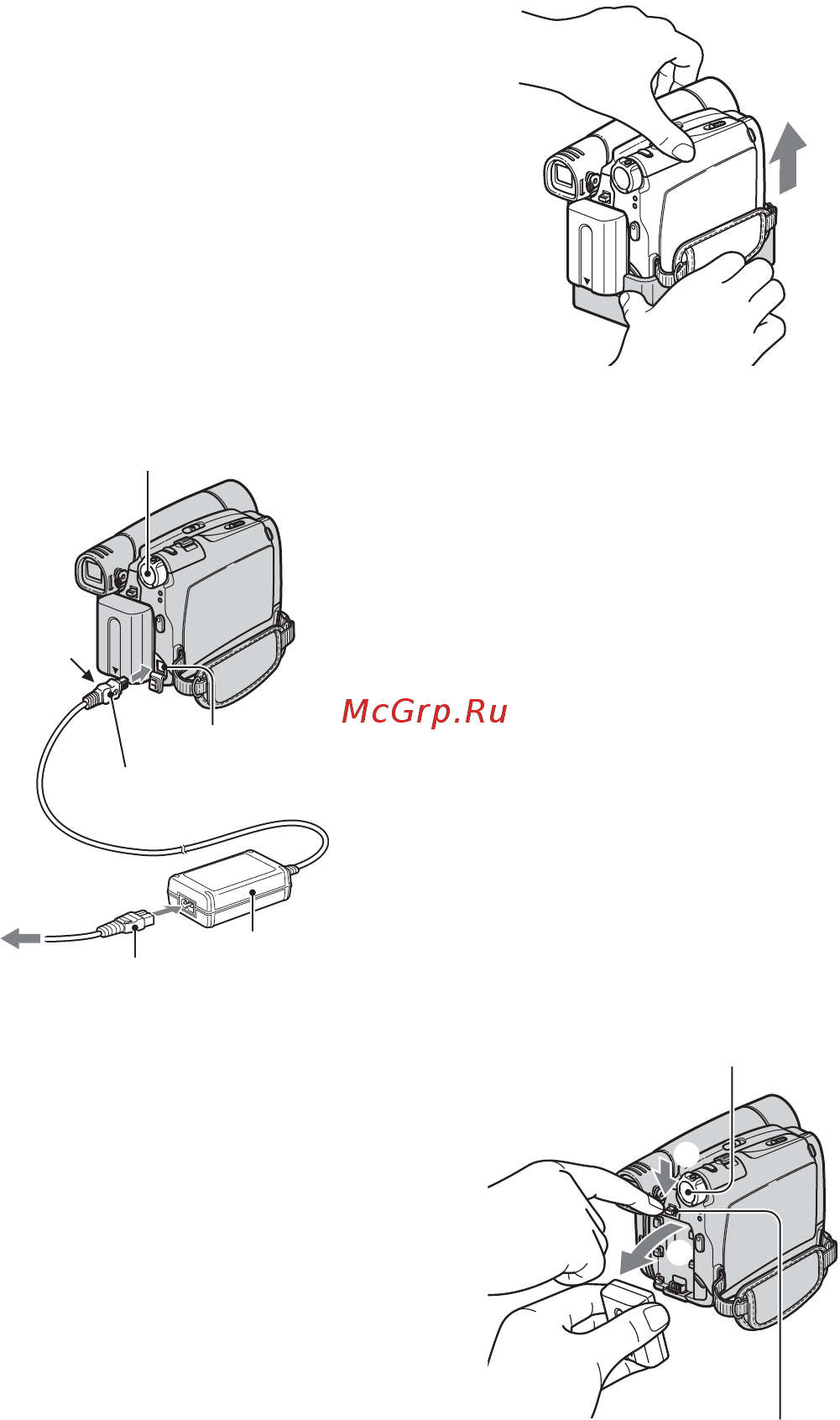 Sony DCR-HC26E [12/112] Шаг 2 зарядка батарейного блока продолжение