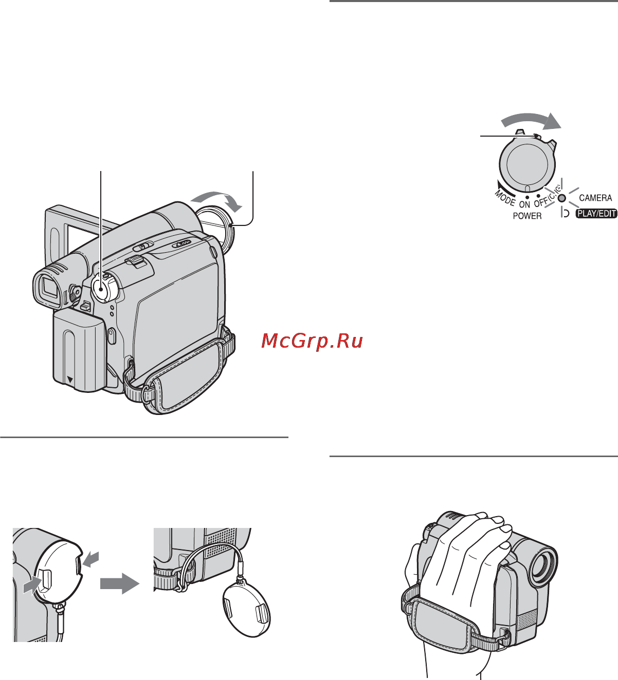 Sony DCR-HC27E [12/84] Шаг 3 включение питания и удерживание видеокамеры