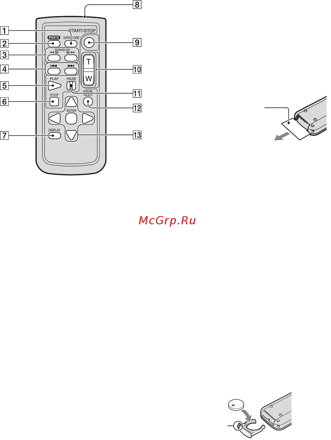 Sony DCR-SR42E [144/155] Замена батареи пульта дистанционного управления