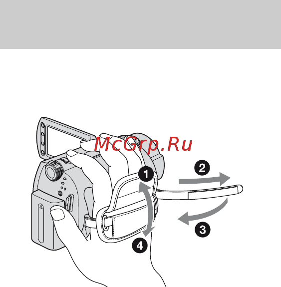 Sony DCR-SR62E [24/155] Закрепление ремня для захвата