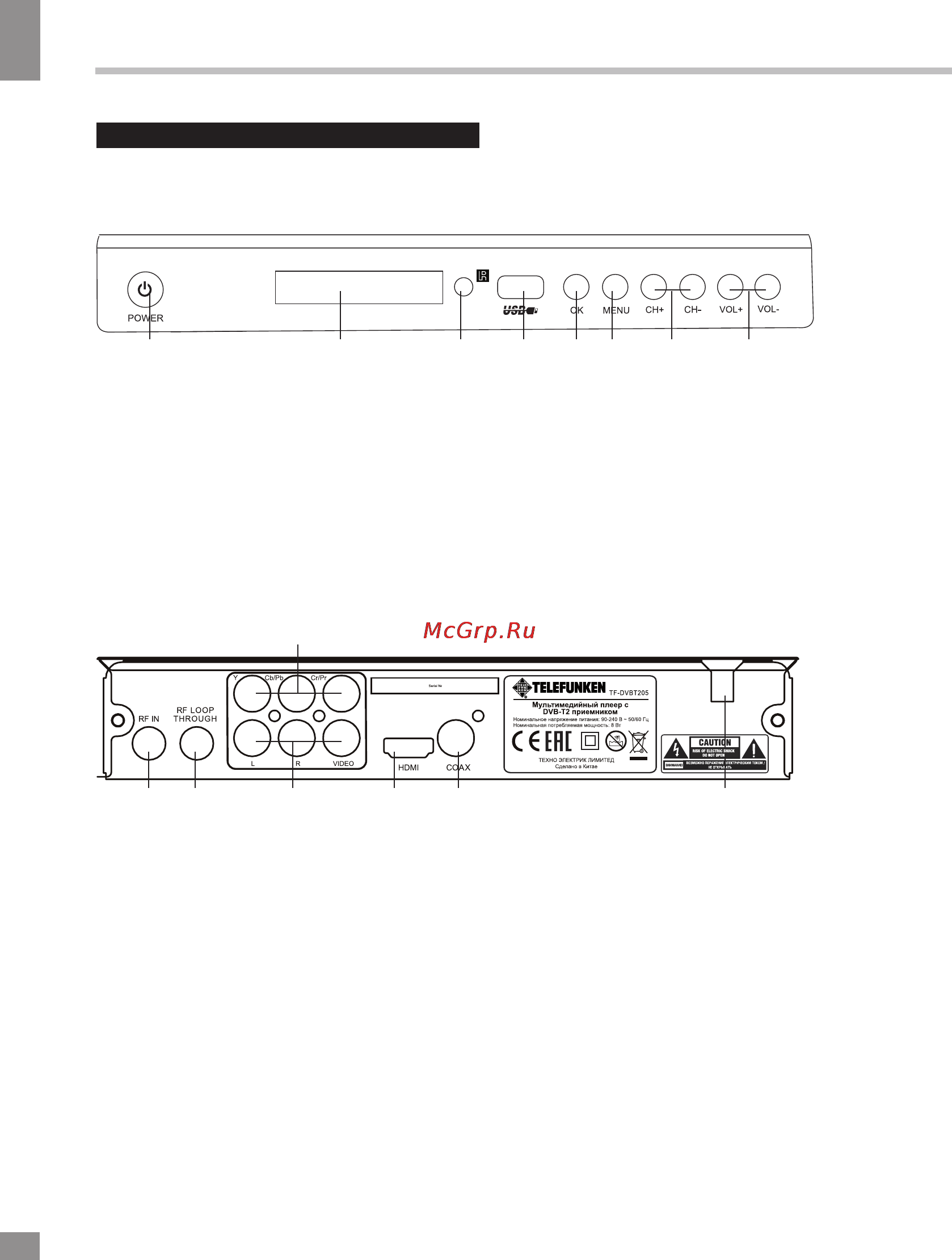Telefunken TF-DVBT205 [18/29] Управление устройством