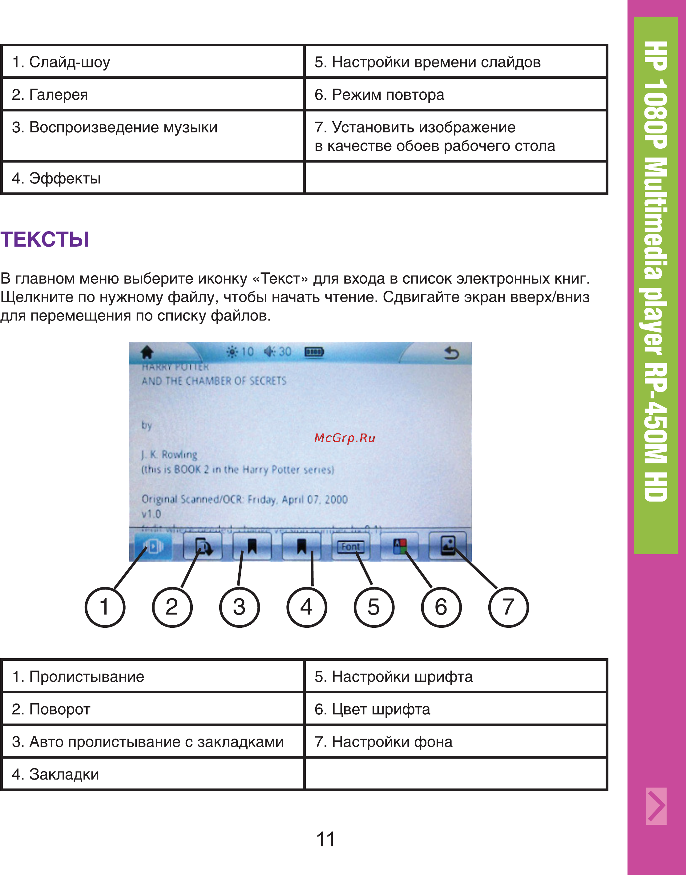 Ritmix RP-450M HD 4Gb Blue [11/16] Тексты