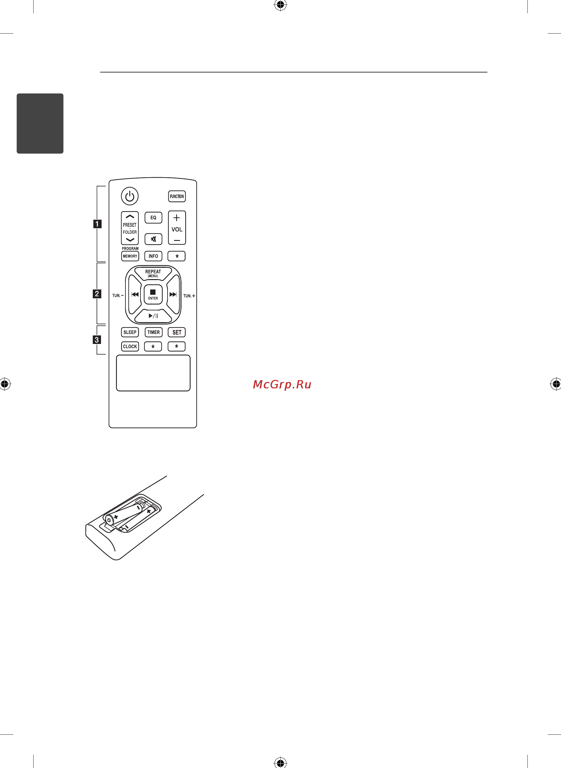 LG CM2130 [8/22] Пульт дистанционного управления