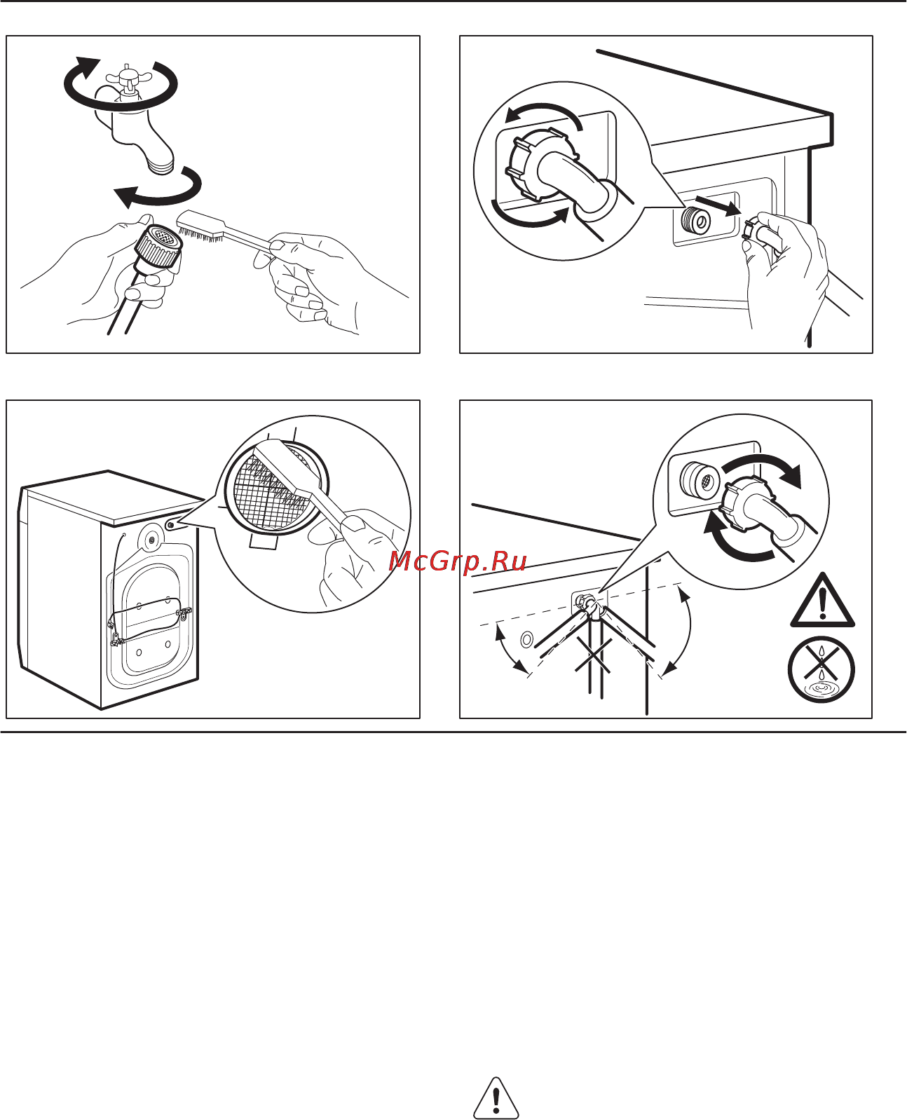 Electrolux EWF1076GDW [20/24] Очистка наливного шланга и фильтра клапана