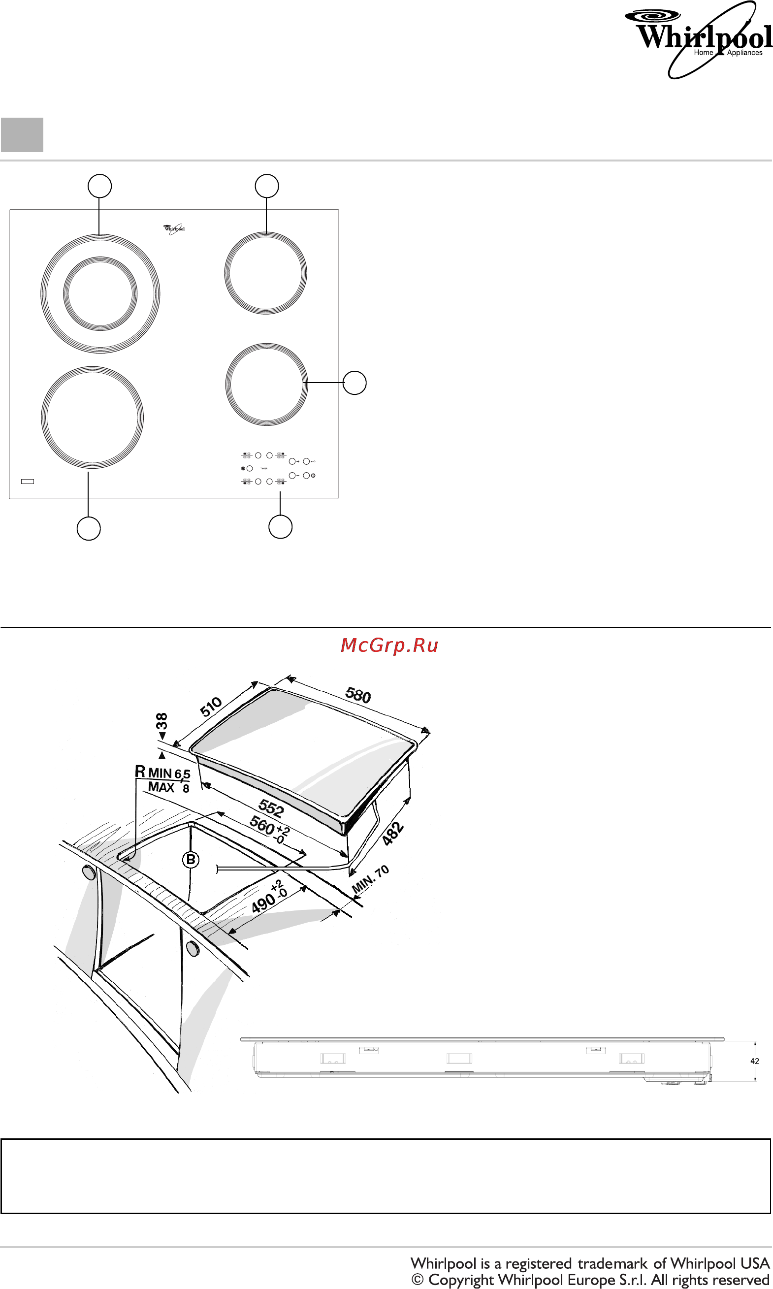 Whirlpool AKT 813/LX [8/10] Тип pleat 230 v 400 v 3 n 50 hz 6 2 kw