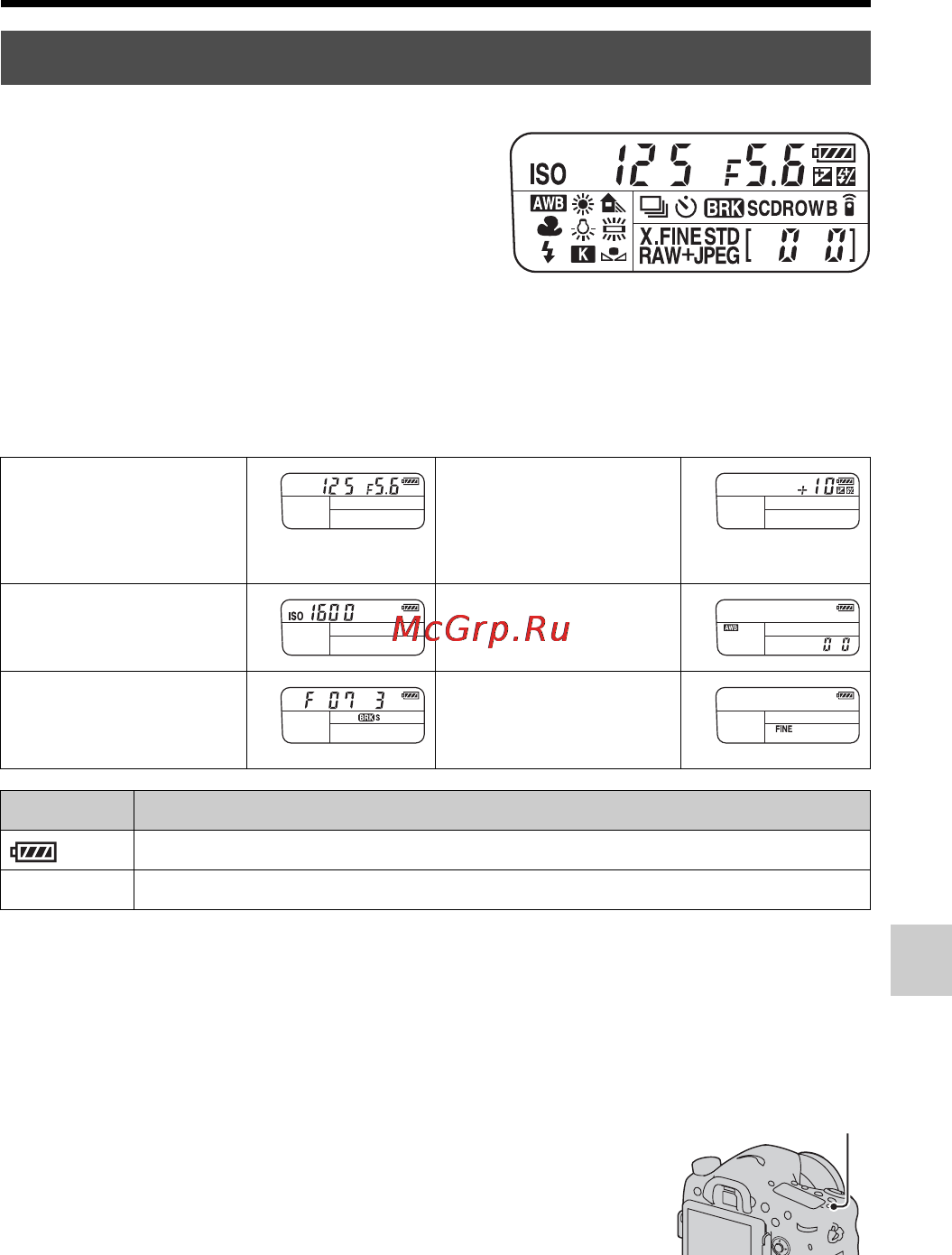 Sony SLT-A77V [375/546] Інформаційний дисплей