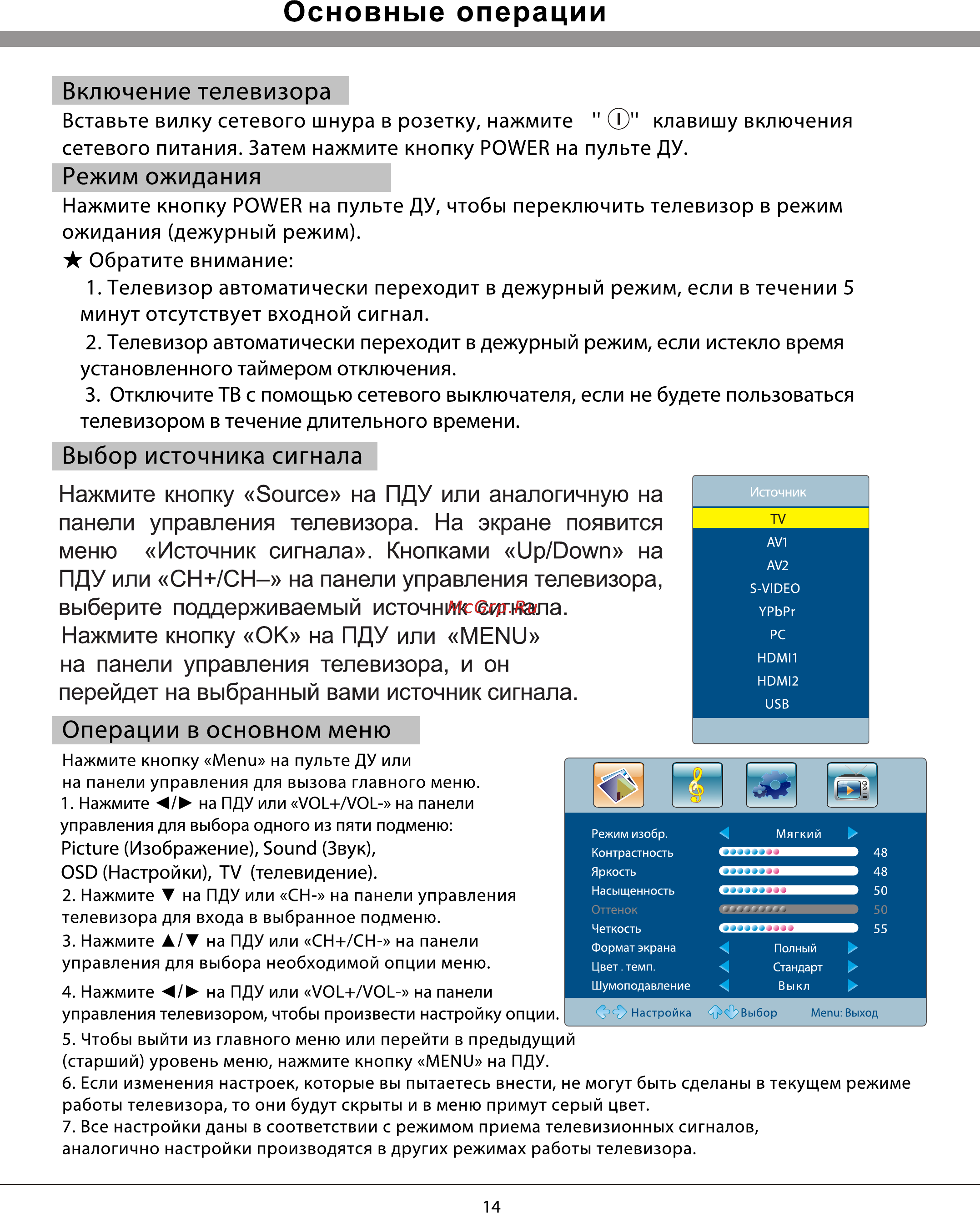 Rolsen RL-26L1002U [14/28] Включение телевизора