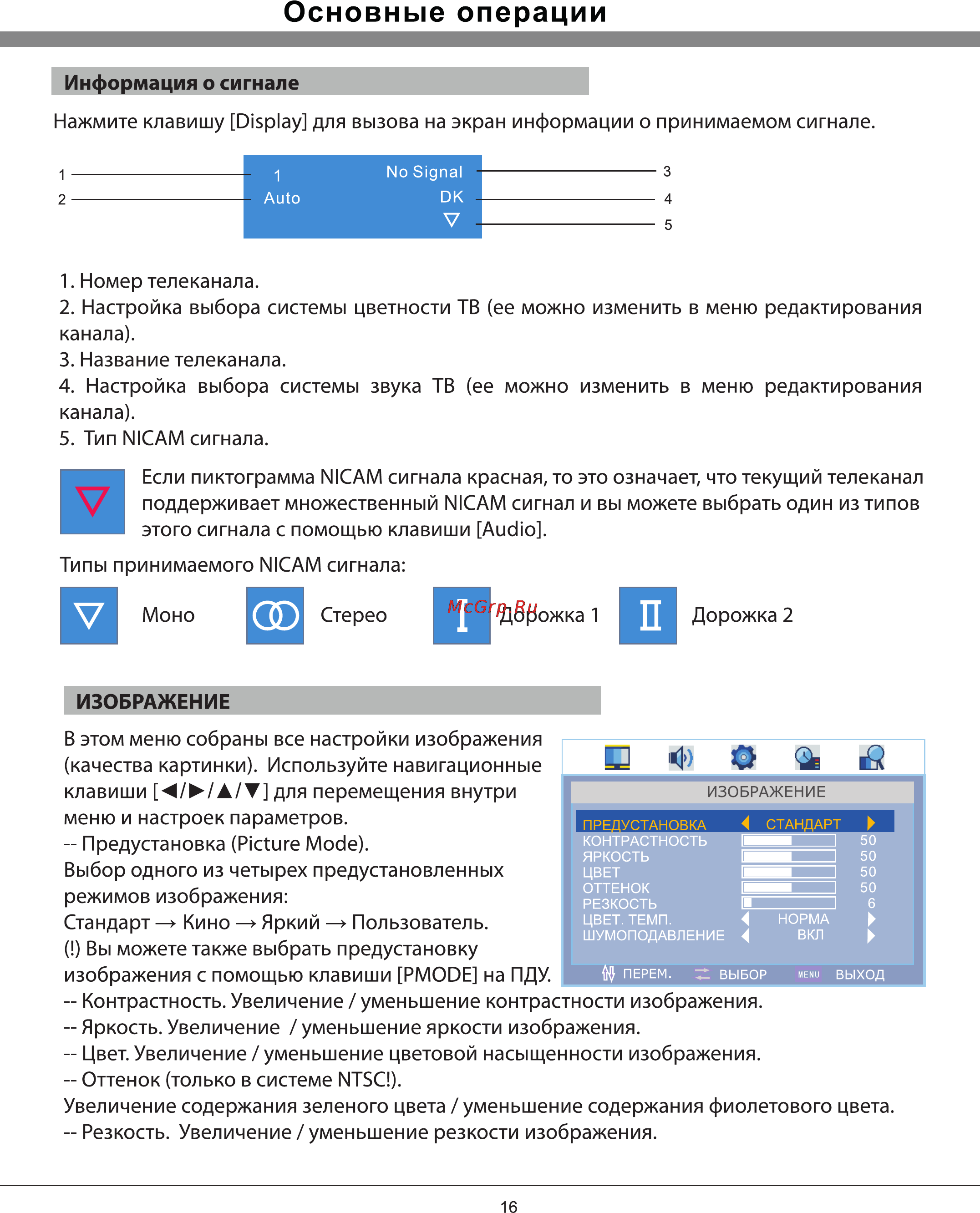 Rolsen RL-16L11 [16/27] Основные операции