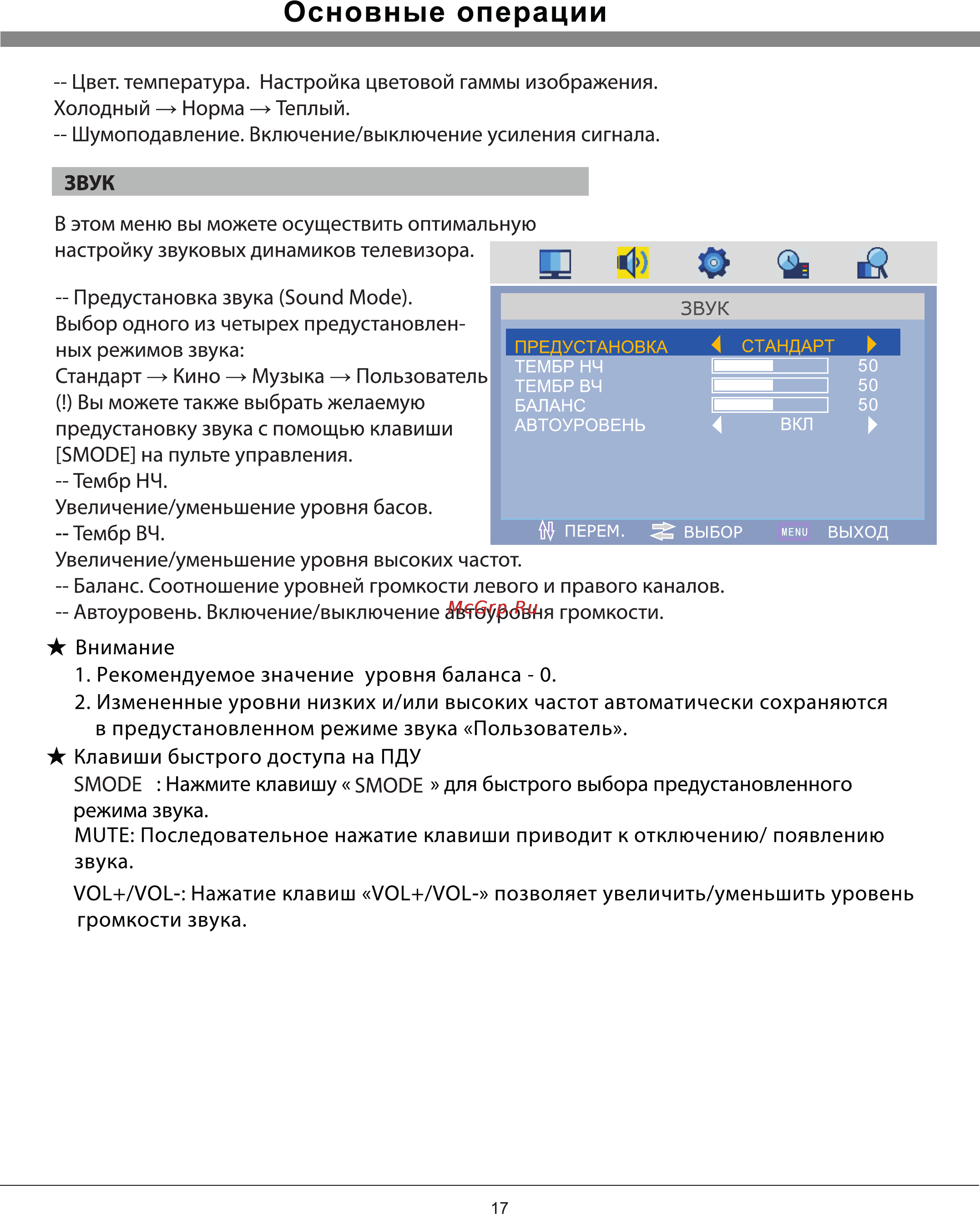 Rolsen RL-16L11 [17/27] Основные операции