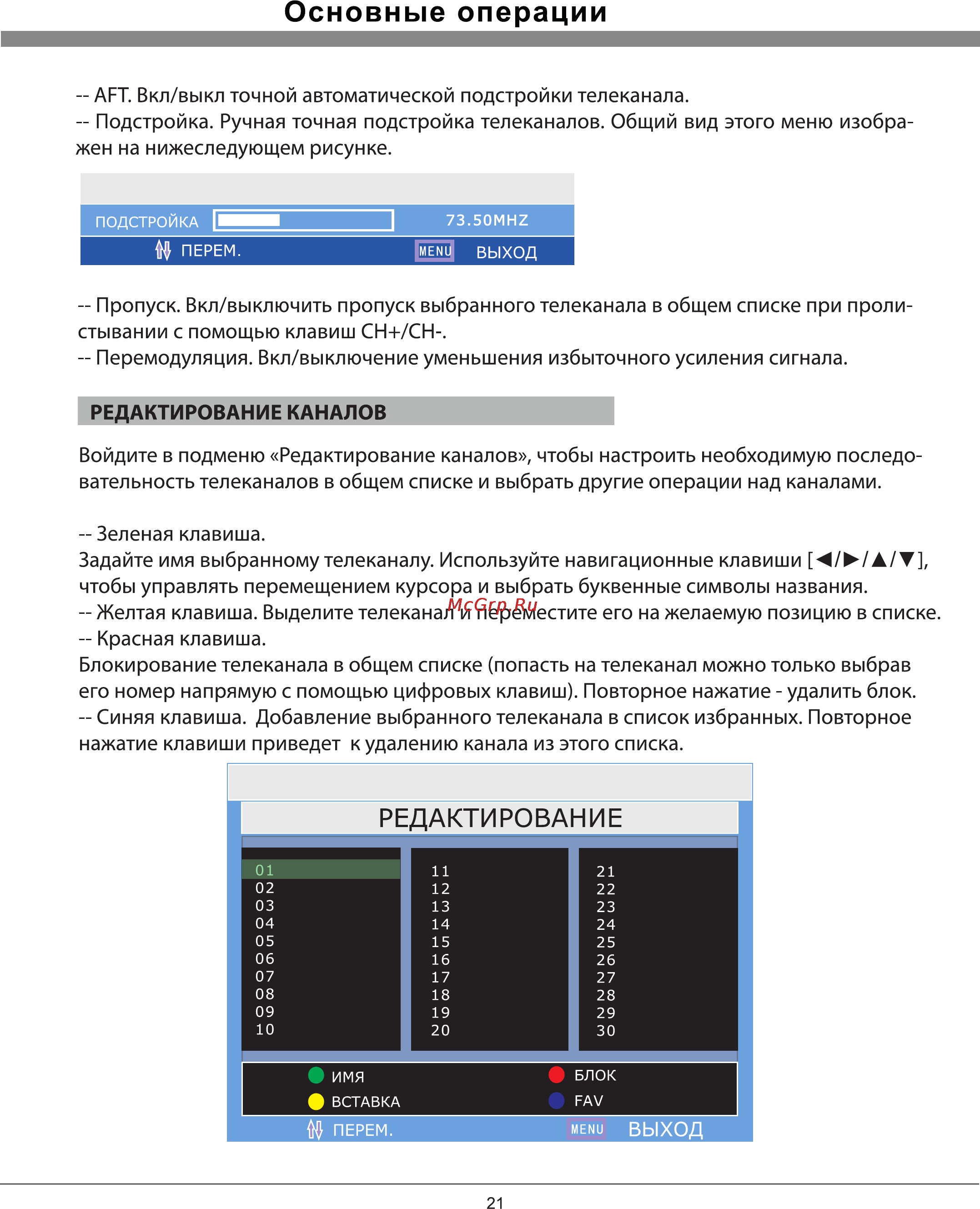 Rolsen RL-16L11 [21/27] Основные операции