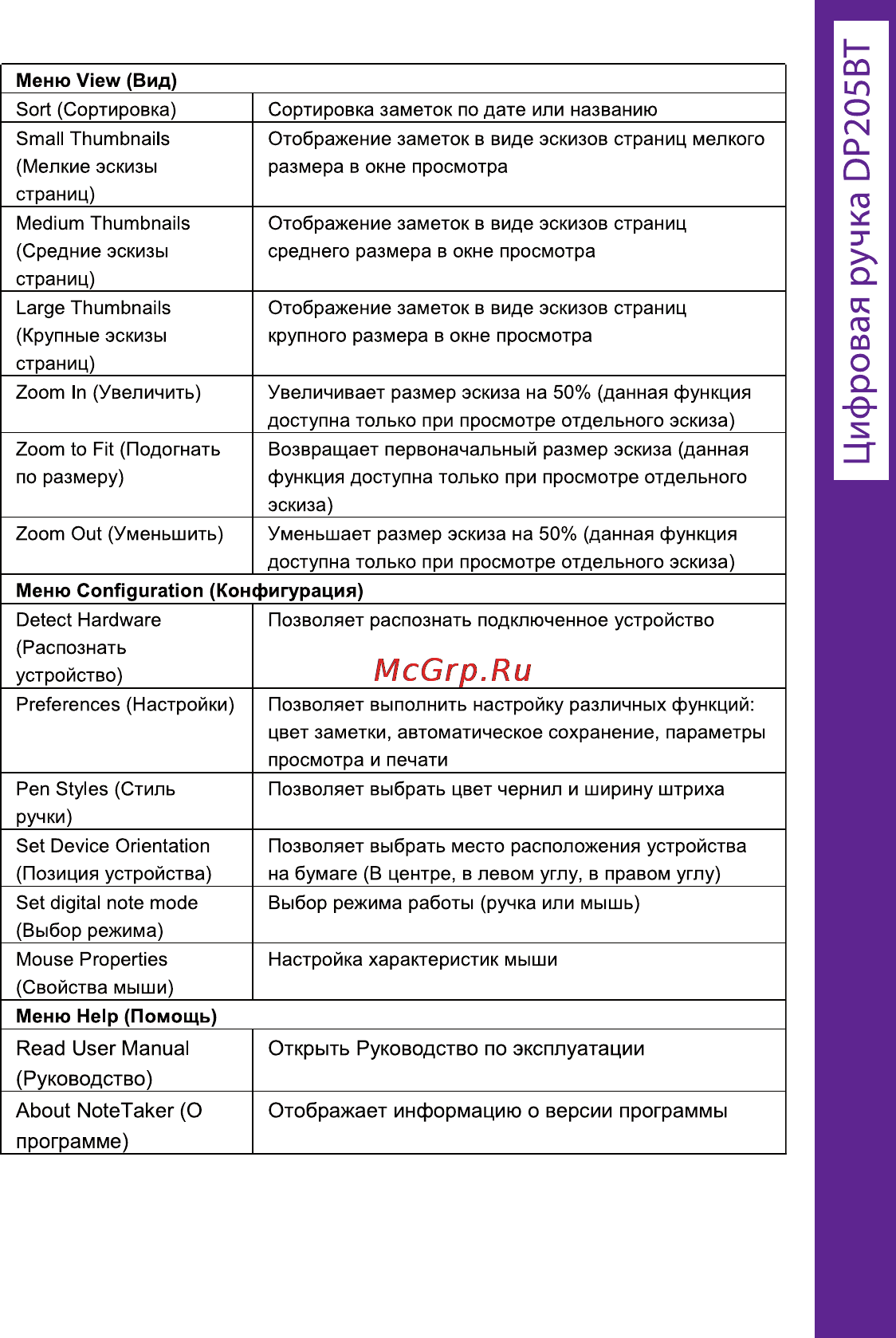 Ritmix DP-205 BT [21/72] Меню configuration конфигурация